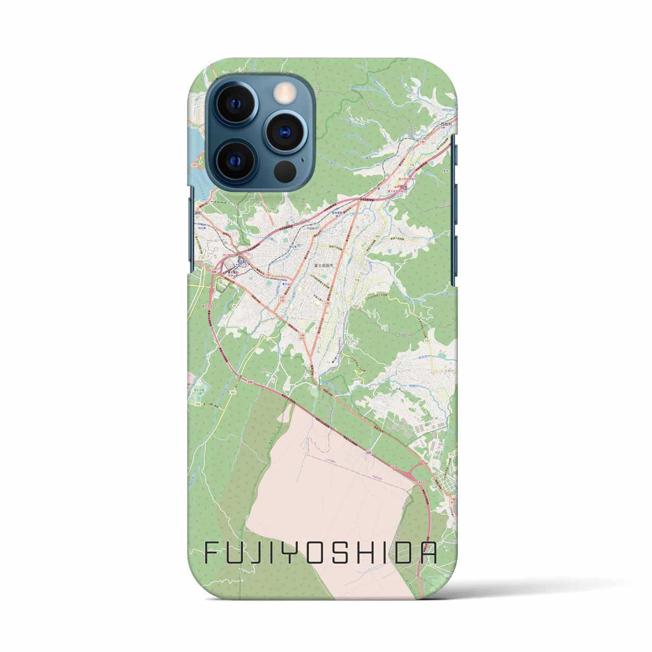 【富士吉田(山梨県)】地図柄iPhoneケース(バックカバータイプ)