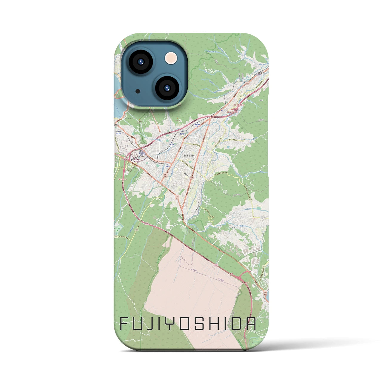 【富士吉田(山梨県)】地図柄iPhoneケース(バックカバータイプ)