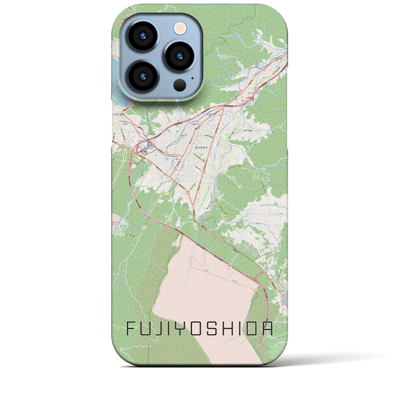 【富士吉田(山梨県)】地図柄iPhoneケース(バックカバータイプ)