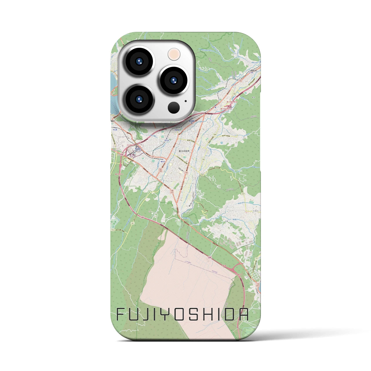【富士吉田(山梨県)】地図柄iPhoneケース(バックカバータイプ)