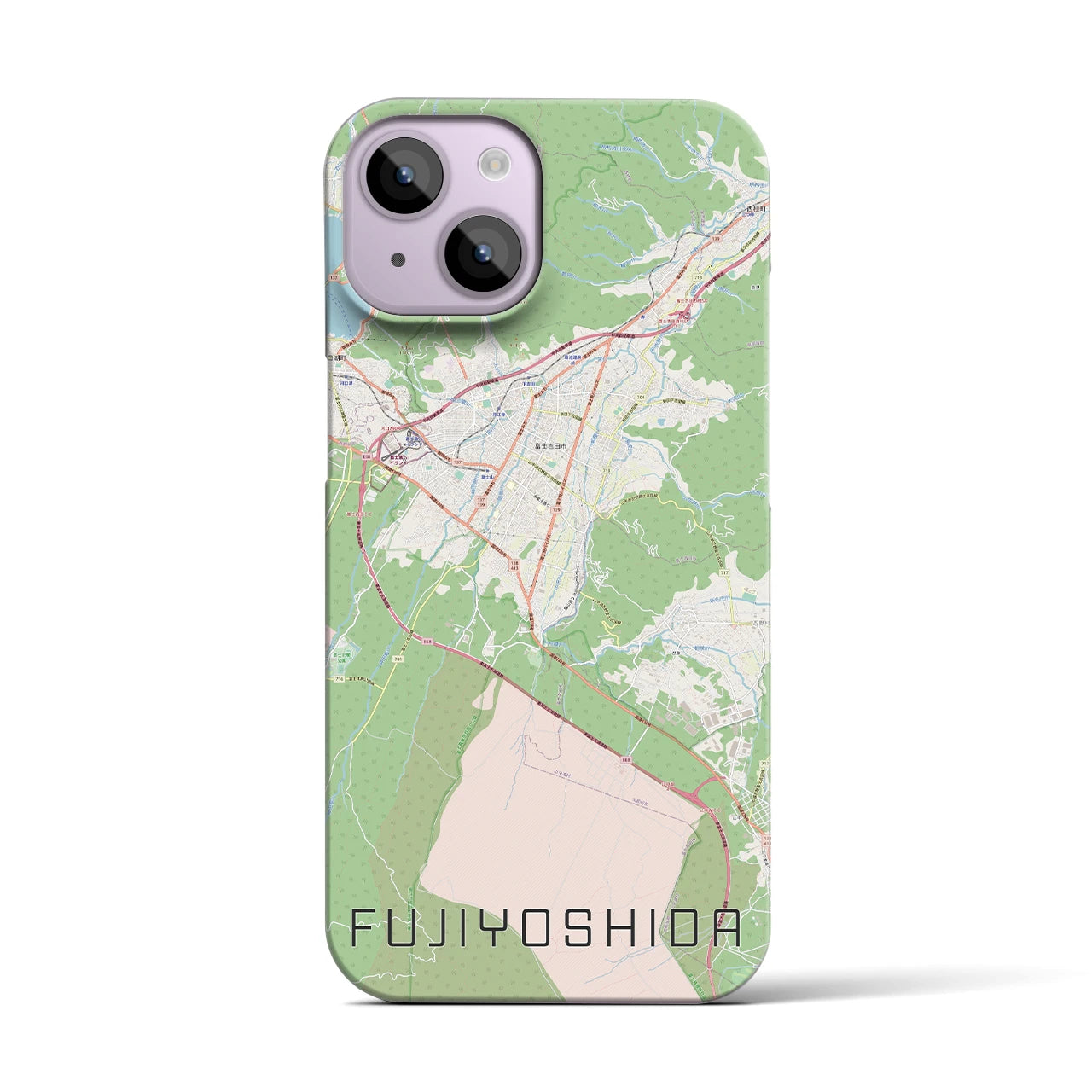 【富士吉田(山梨県)】地図柄iPhoneケース(バックカバータイプ)