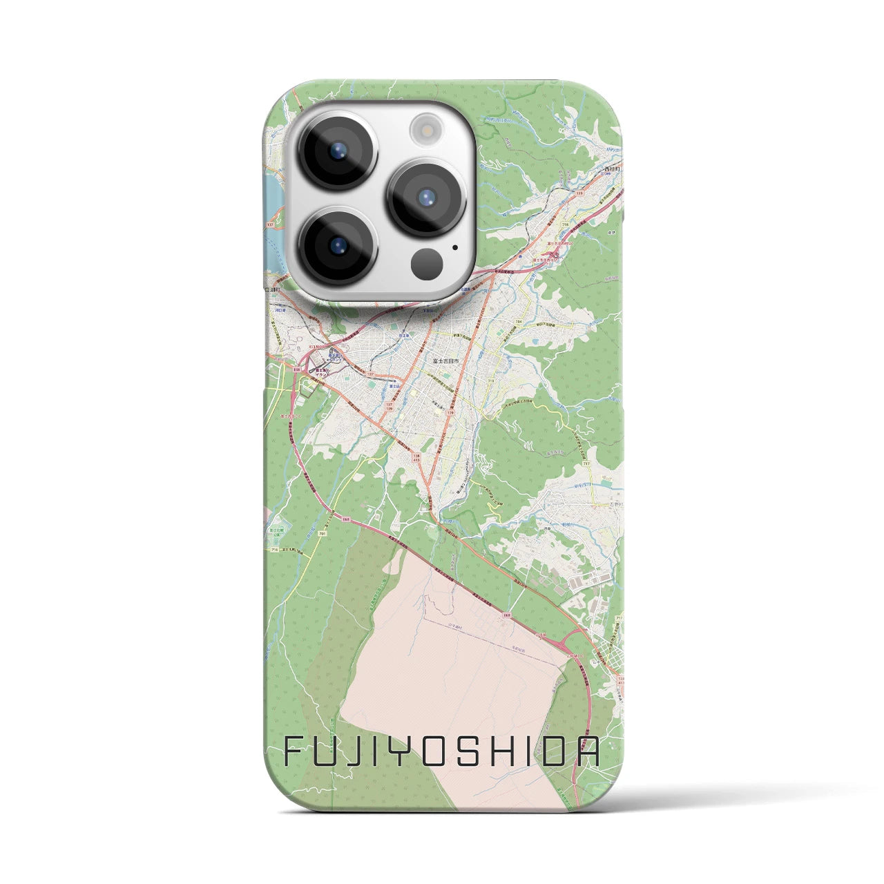 【富士吉田(山梨県)】地図柄iPhoneケース(バックカバータイプ)