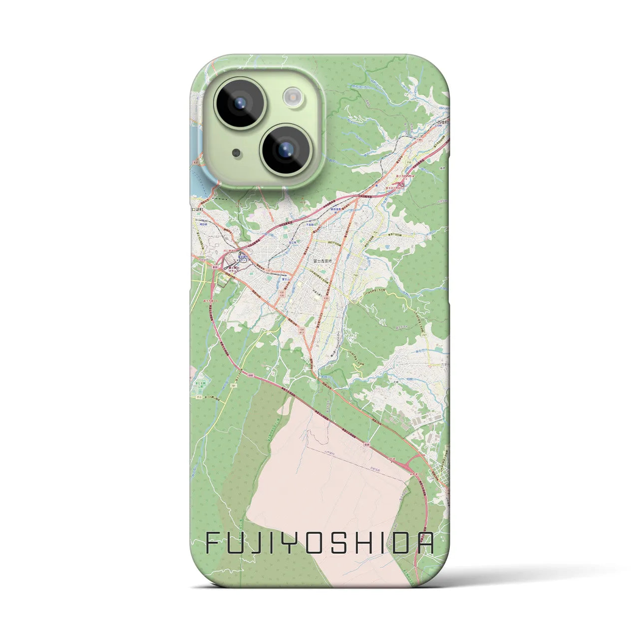 【富士吉田(山梨県)】地図柄iPhoneケース(バックカバータイプ)