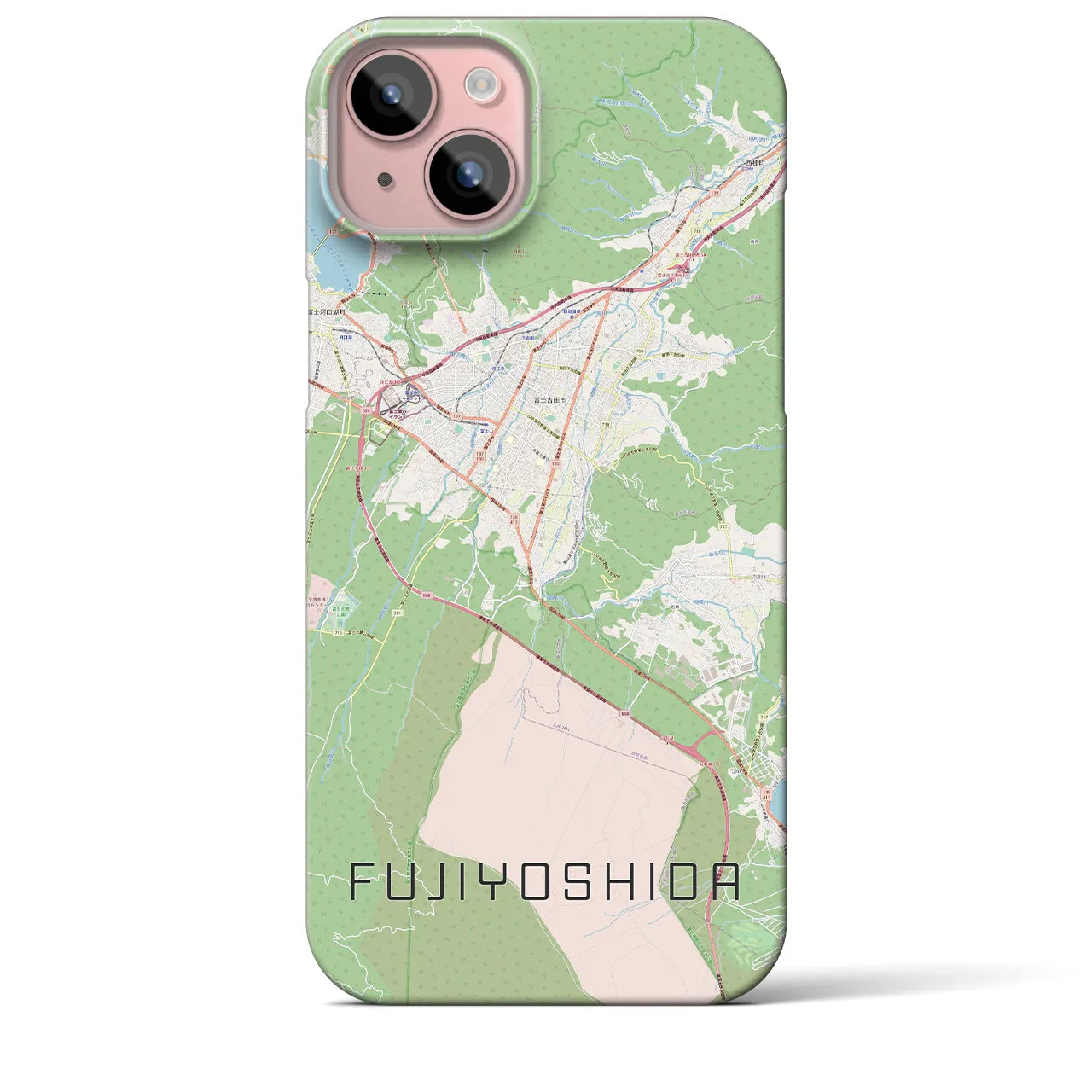 【富士吉田(山梨県)】地図柄iPhoneケース(バックカバータイプ)