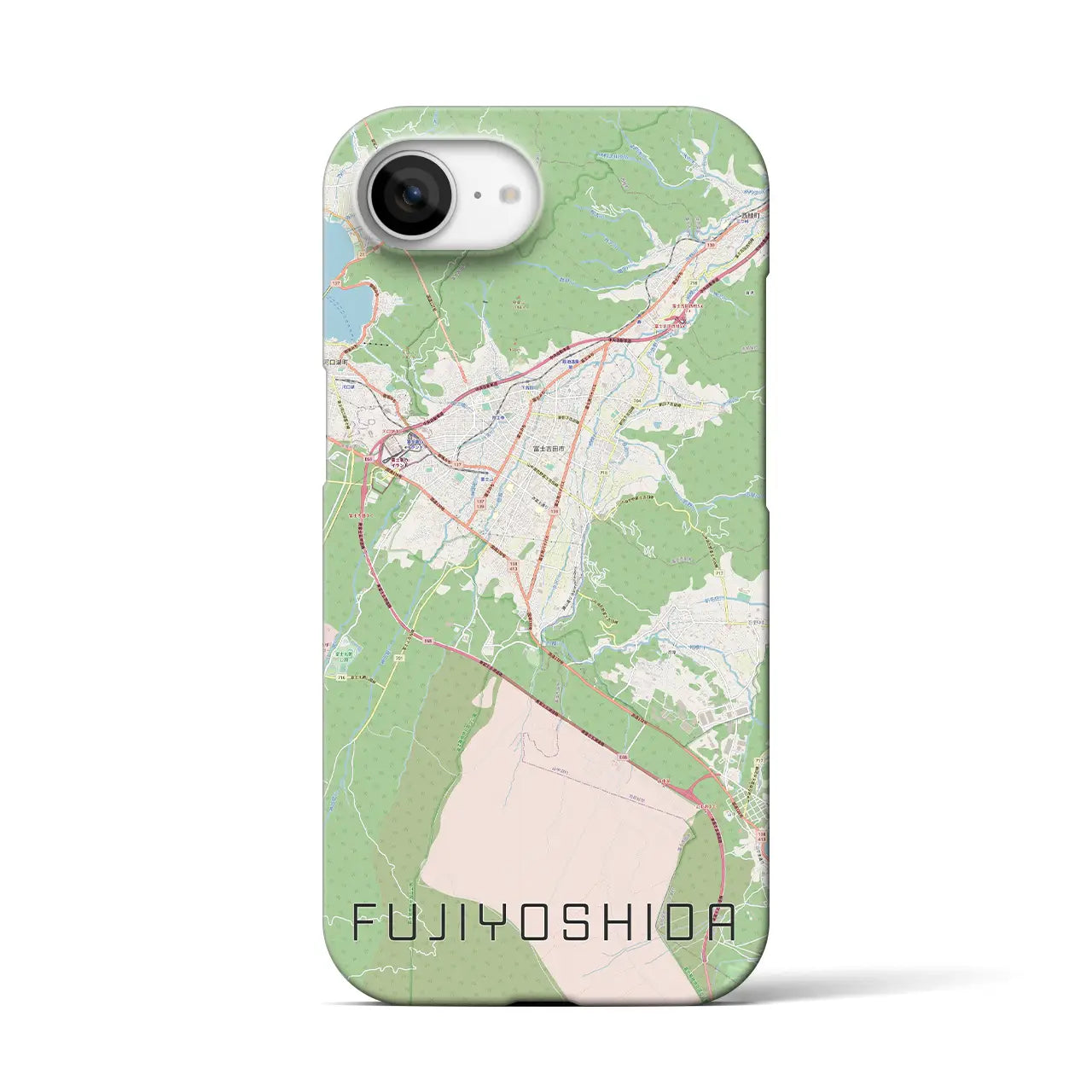 【富士吉田(山梨県)】地図柄iPhoneケース(バックカバータイプ)