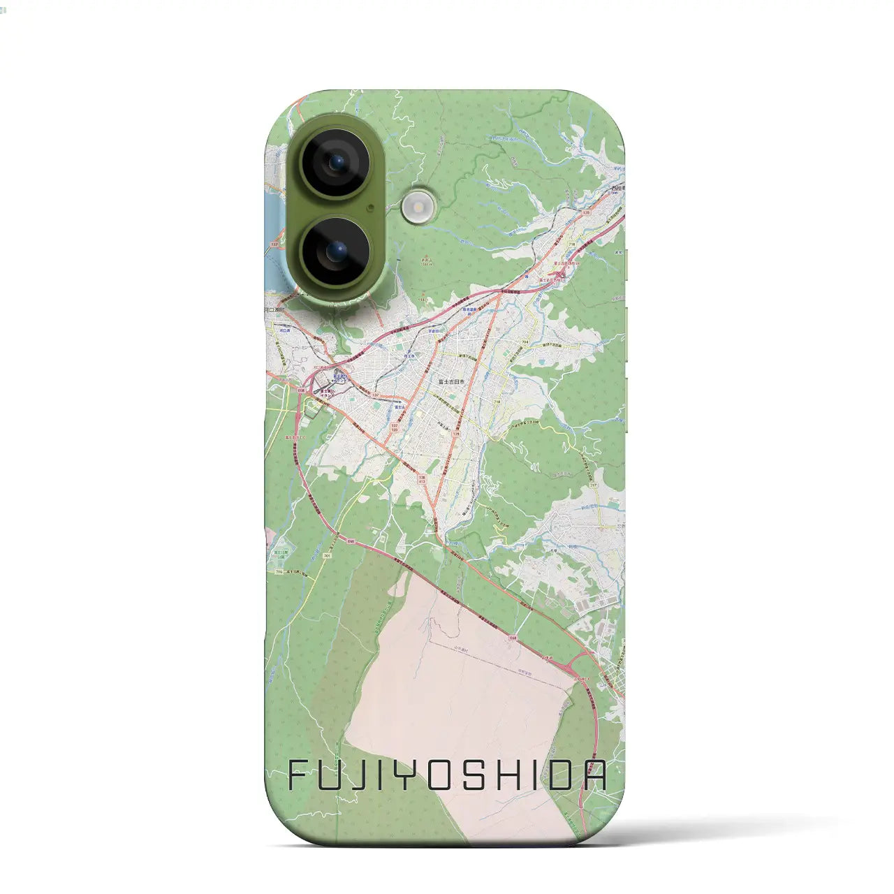 【富士吉田(山梨県)】地図柄iPhoneケース(バックカバータイプ)