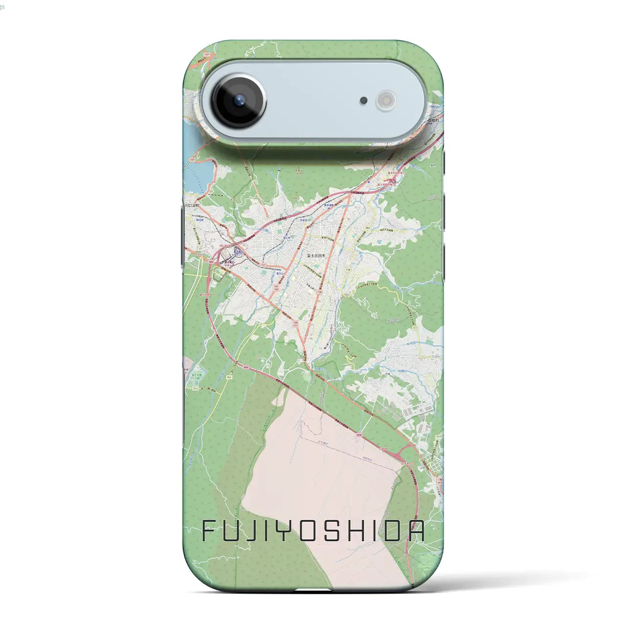 【富士吉田(山梨県)】地図柄iPhoneケース(バックカバータイプ)ブラック・iPhone 17 Pro Max 用