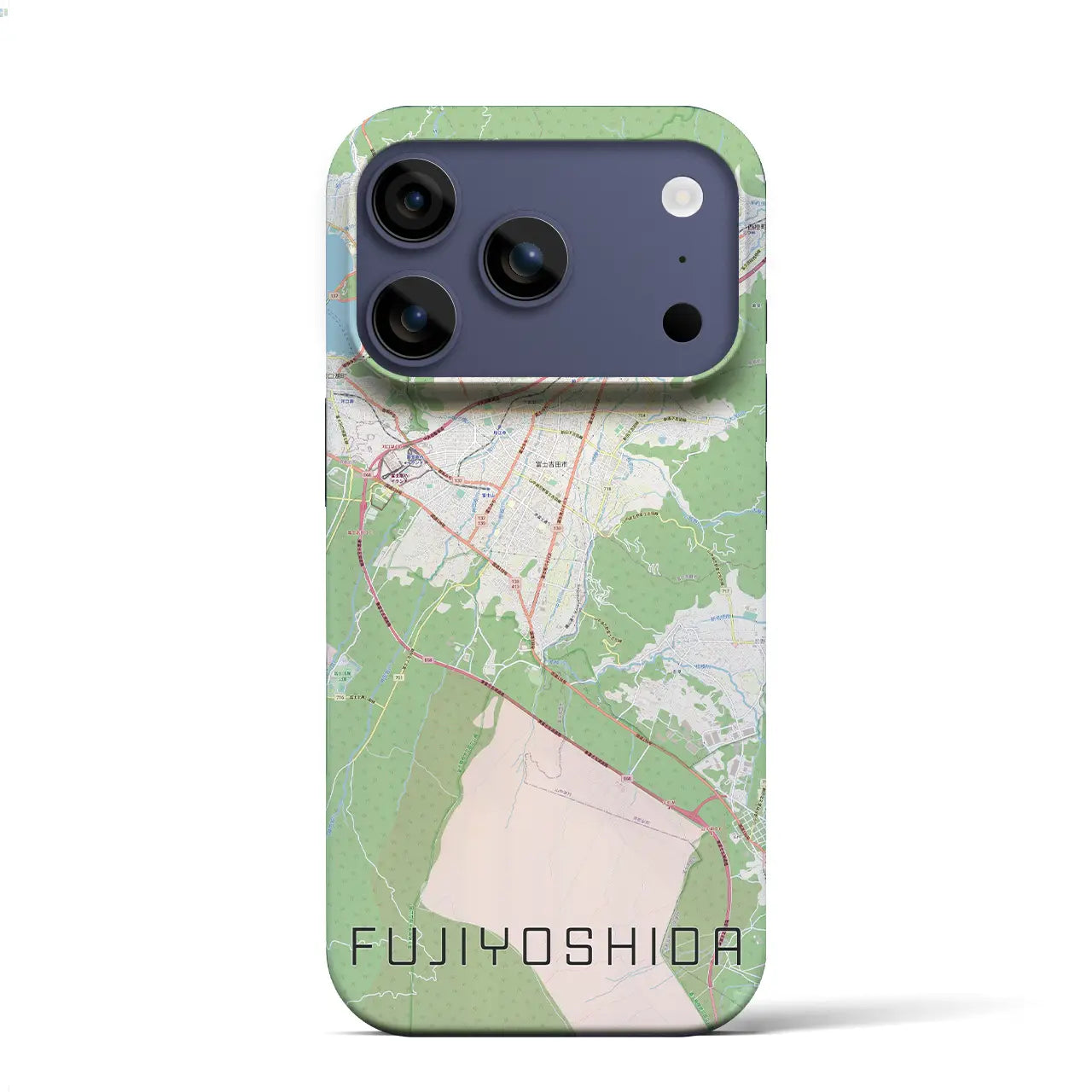 【富士吉田(山梨県)】地図柄iPhoneケース(バックカバータイプ)ナチュラル・iPhone 17 Pro Max 用