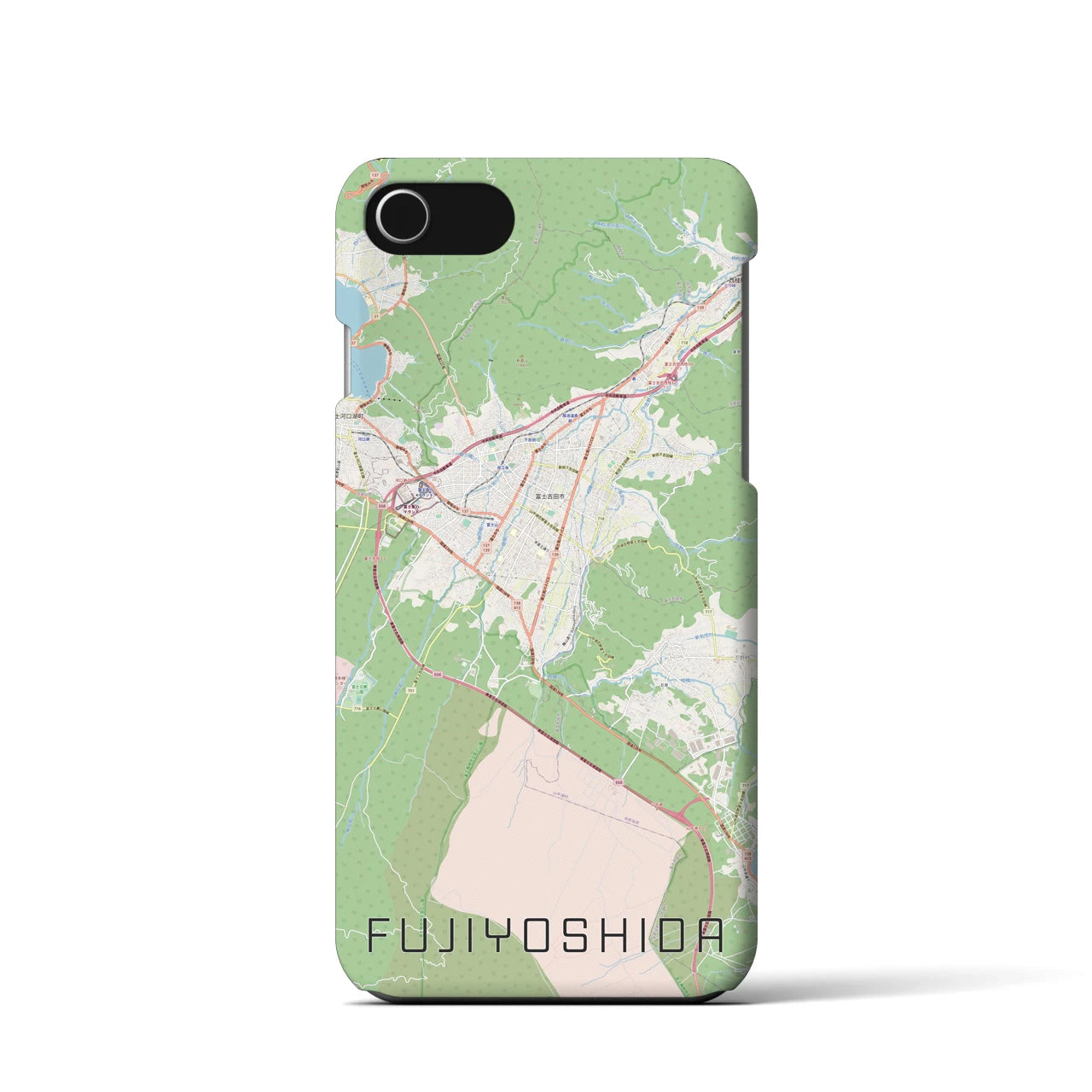 【富士吉田(山梨県)】地図柄iPhoneケース(バックカバータイプ)