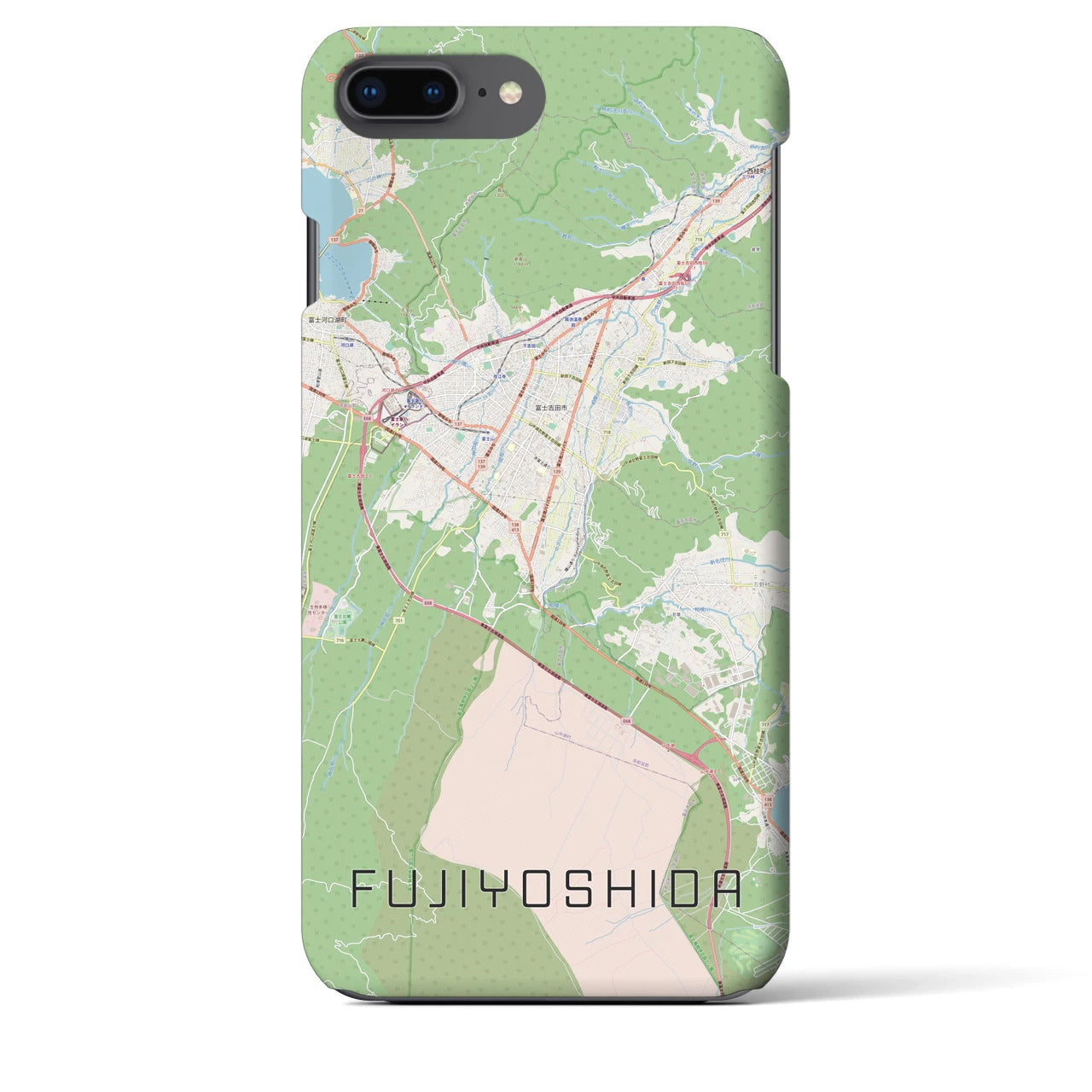 【富士吉田(山梨県)】地図柄iPhoneケース(バックカバータイプ)