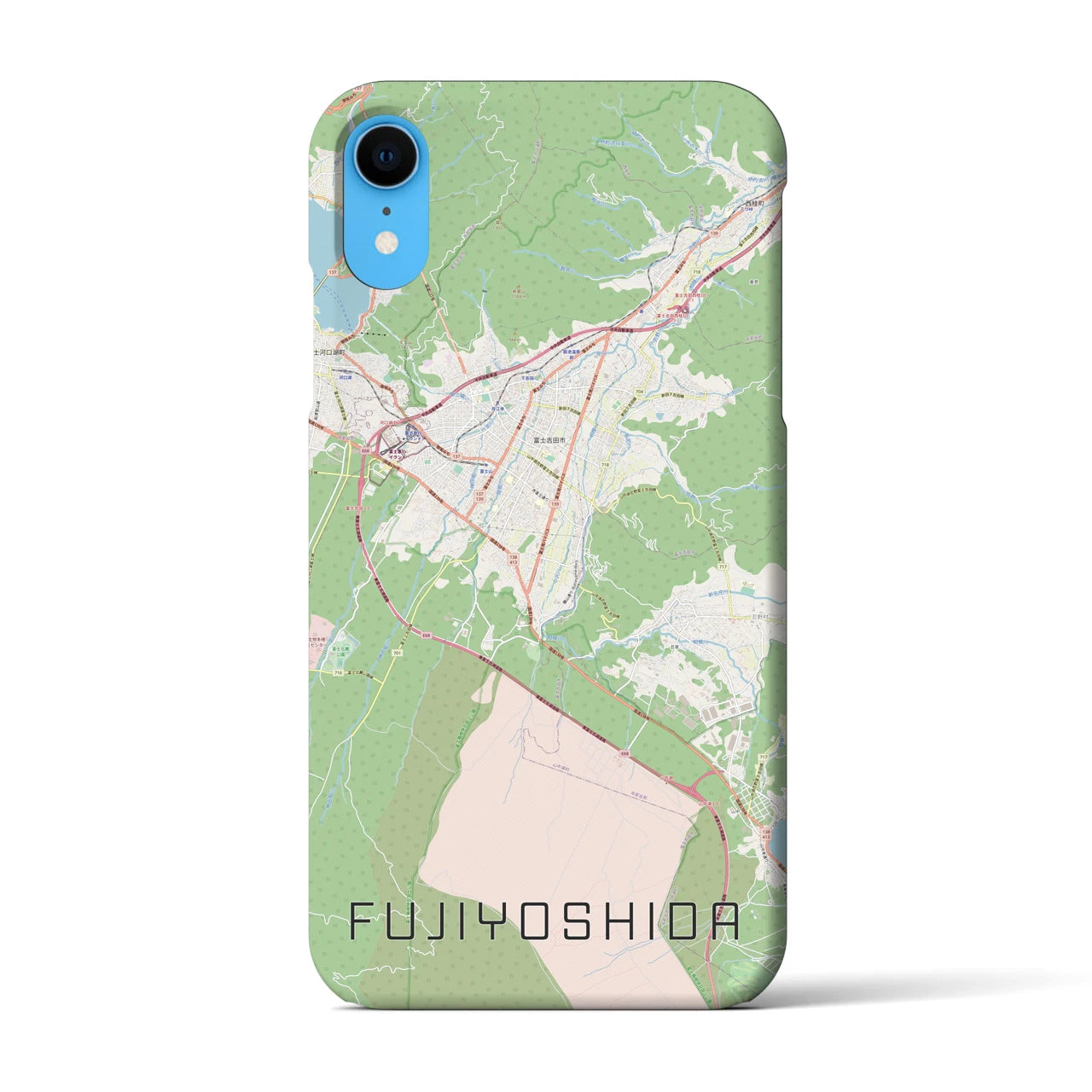 【富士吉田(山梨県)】地図柄iPhoneケース(バックカバータイプ)