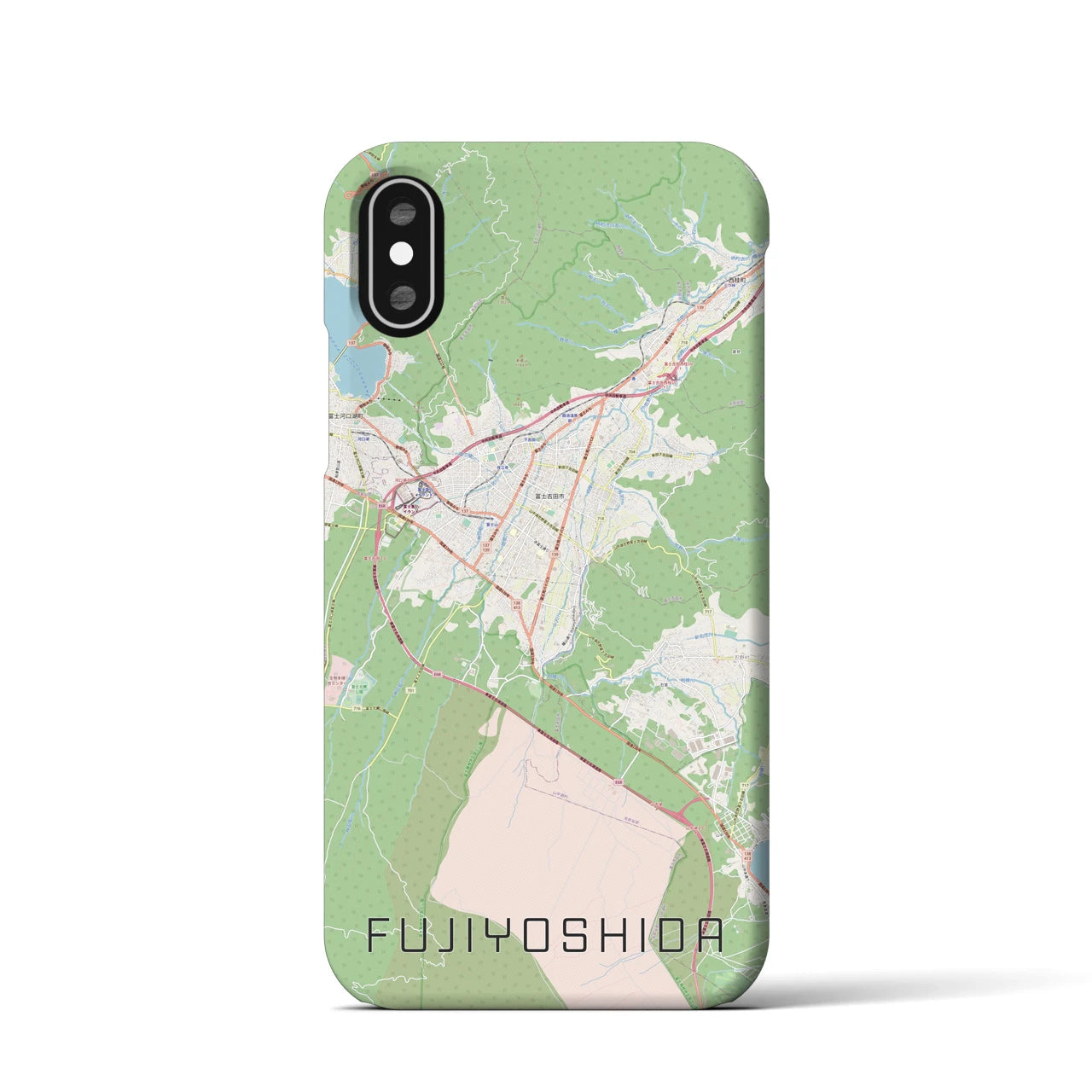 【富士吉田(山梨県)】地図柄iPhoneケース(バックカバータイプ)