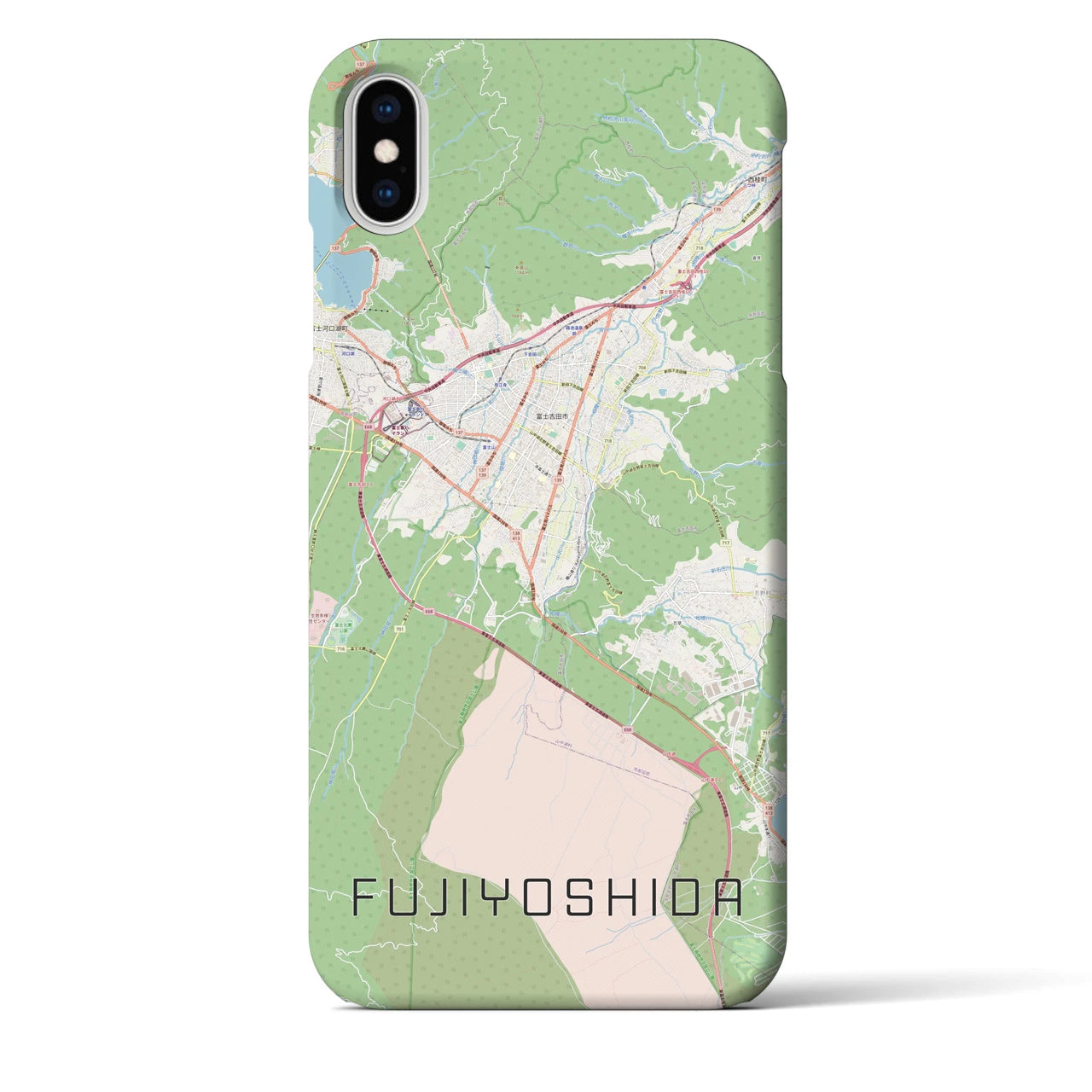 【富士吉田(山梨県)】地図柄iPhoneケース(バックカバータイプ)