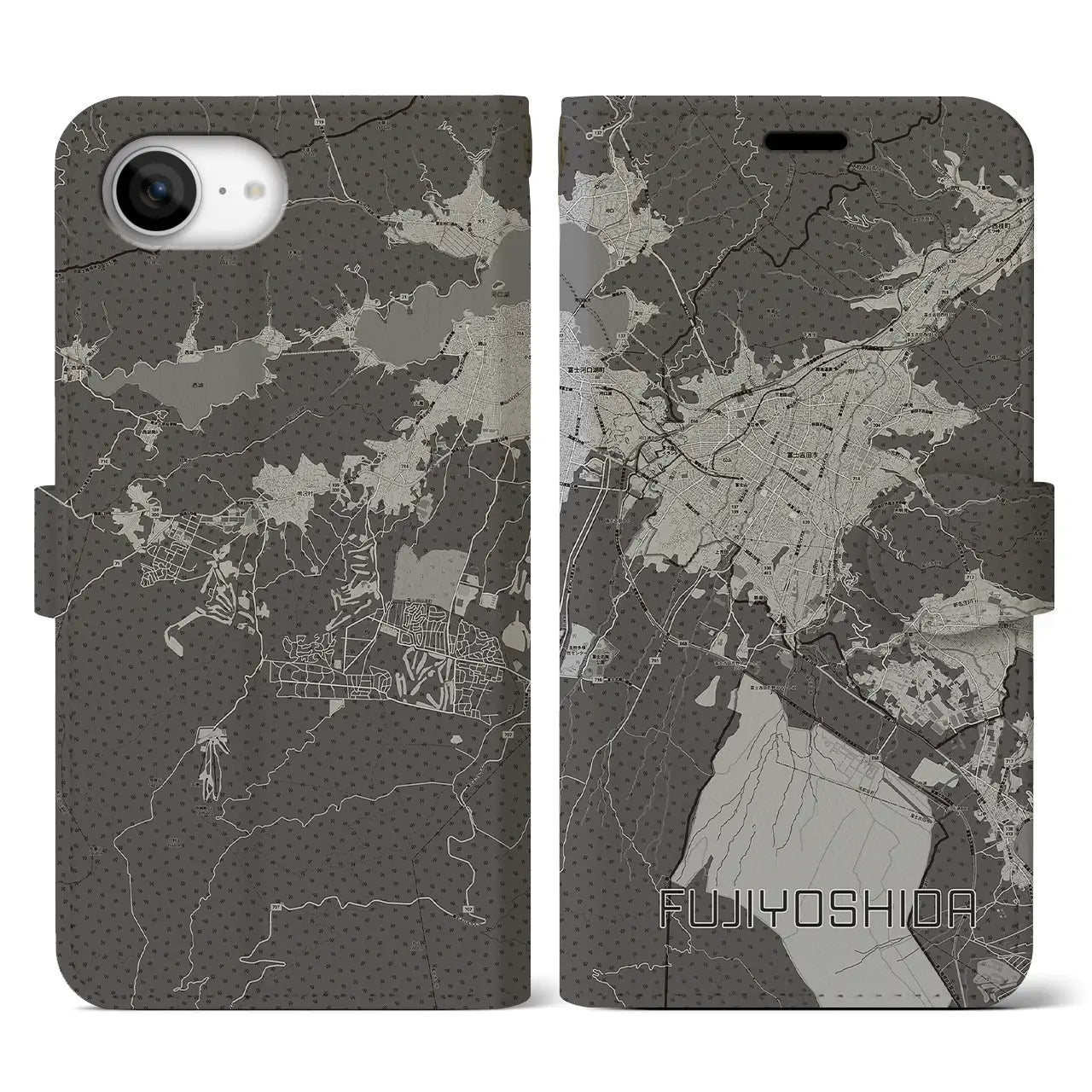 【富士吉田(山梨県)】地図柄iPhoneケース(手帳タイプ)