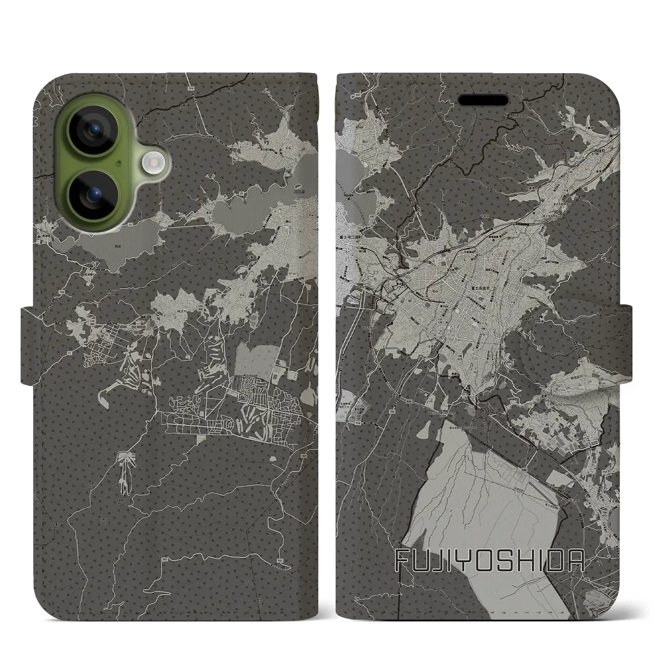 【富士吉田(山梨県)】地図柄iPhoneケース(手帳タイプ)