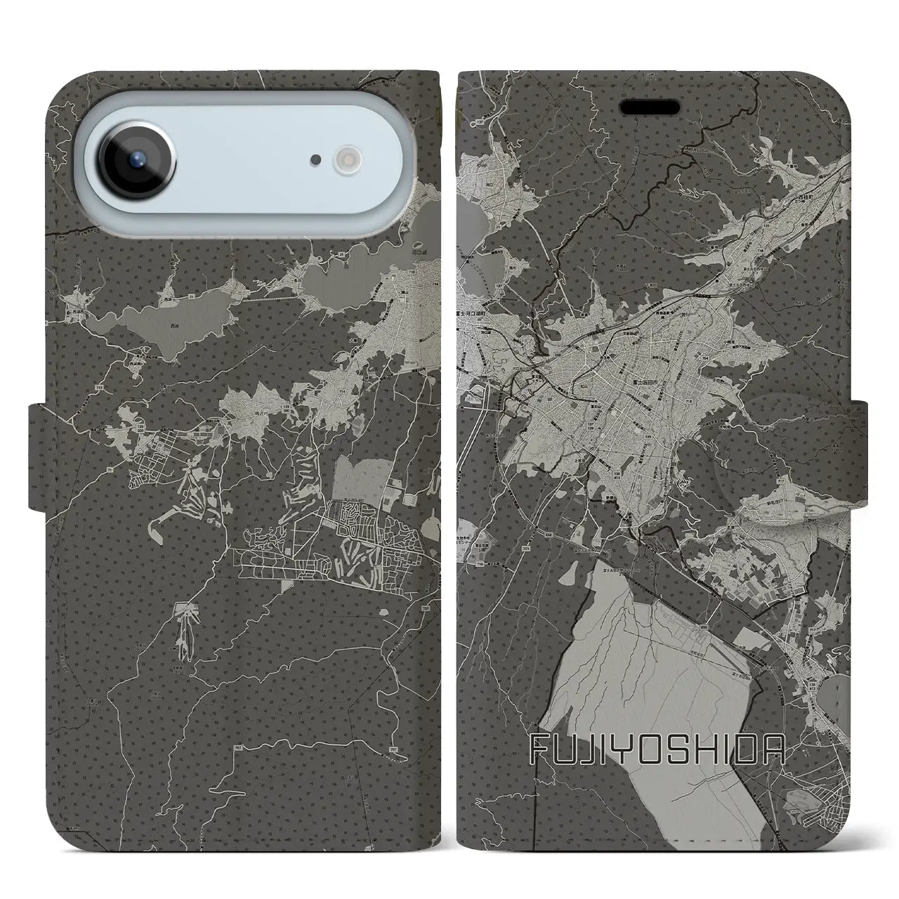 【富士吉田(山梨県)】地図柄iPhoneケース(手帳タイプ)