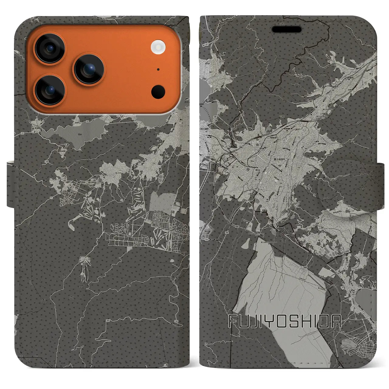 【富士吉田(山梨県)】地図柄iPhoneケース(手帳タイプ)