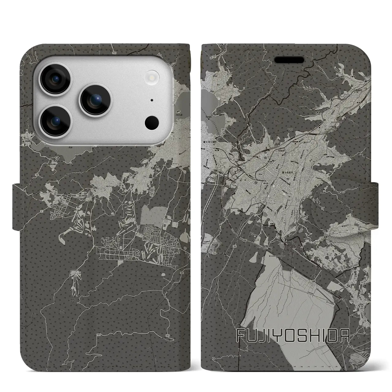 【富士吉田(山梨県)】地図柄iPhoneケース(手帳タイプ)