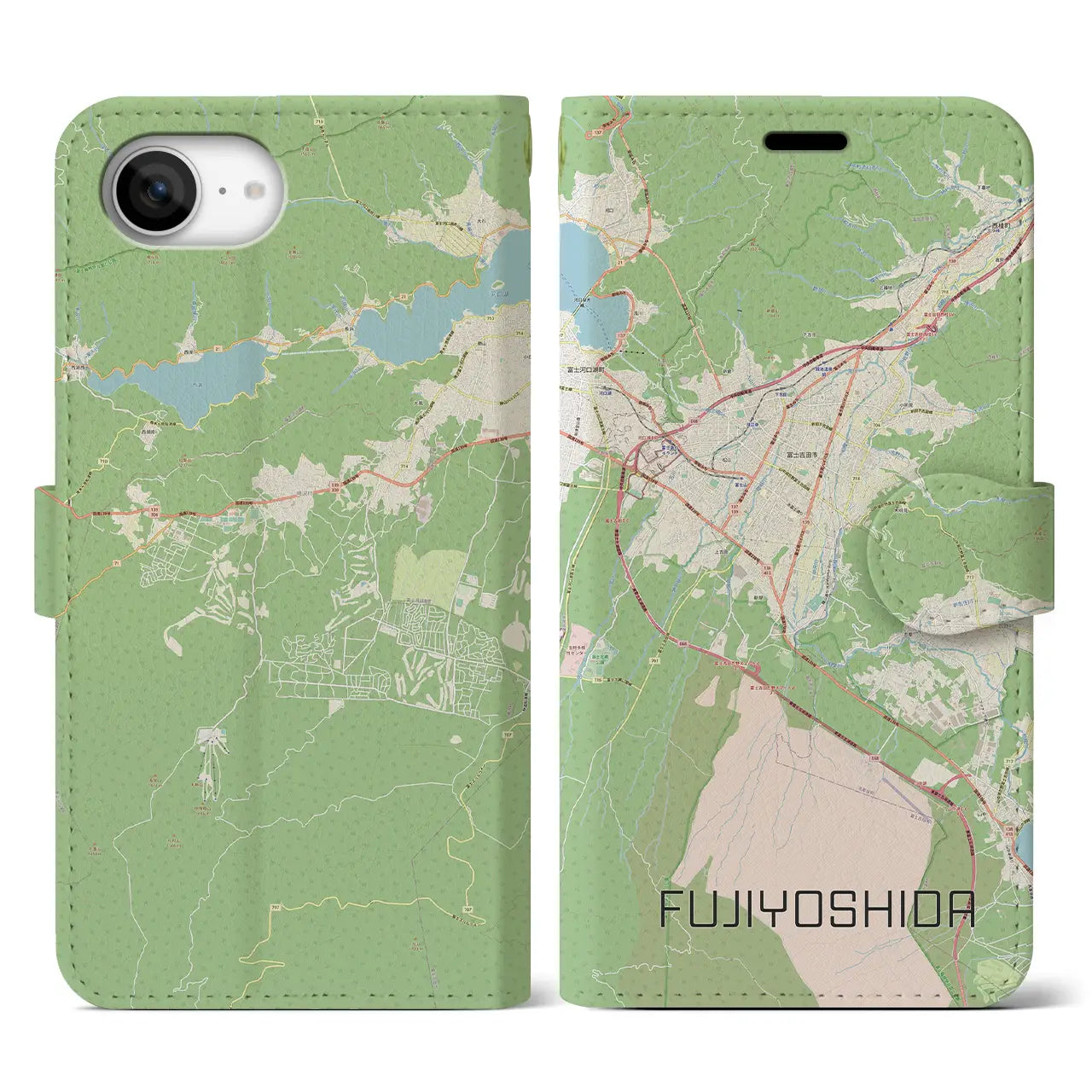 【富士吉田(山梨県)】地図柄iPhoneケース(手帳タイプ)