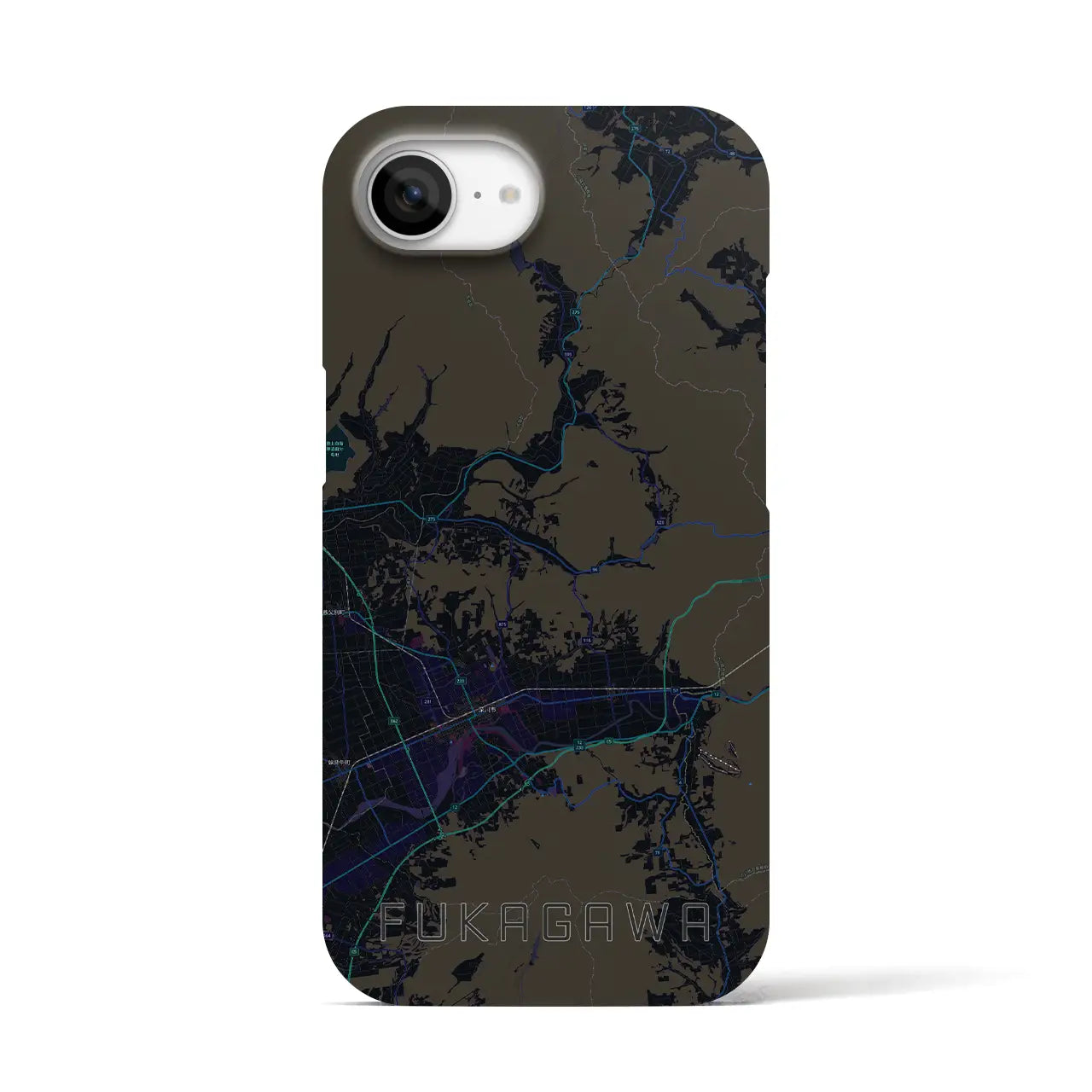 【深川(北海道)】地図柄iPhoneケース(バックカバータイプ)
