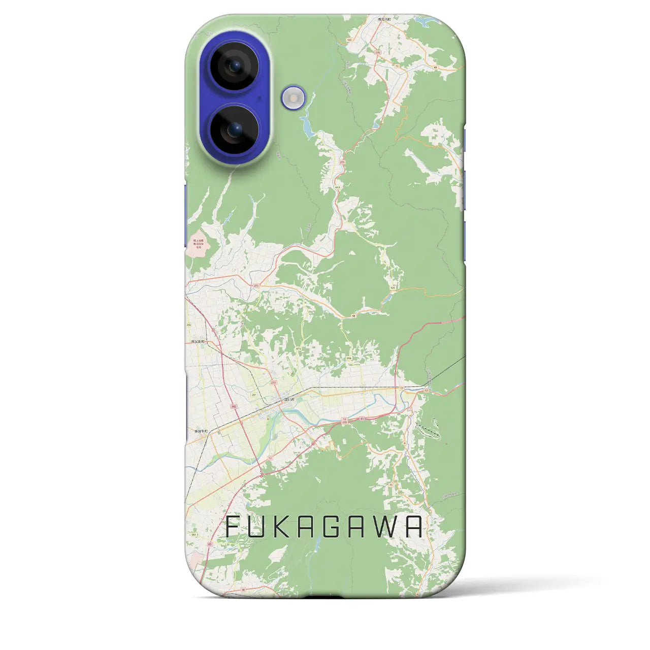【深川(北海道)】地図柄iPhoneケース(バックカバータイプ)ブラック・iPhone 16 Pro Max 用
