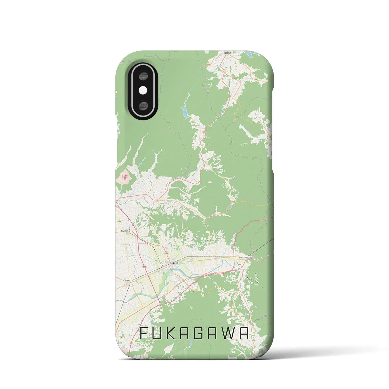【深川(北海道)】地図柄iPhoneケース(バックカバータイプ)