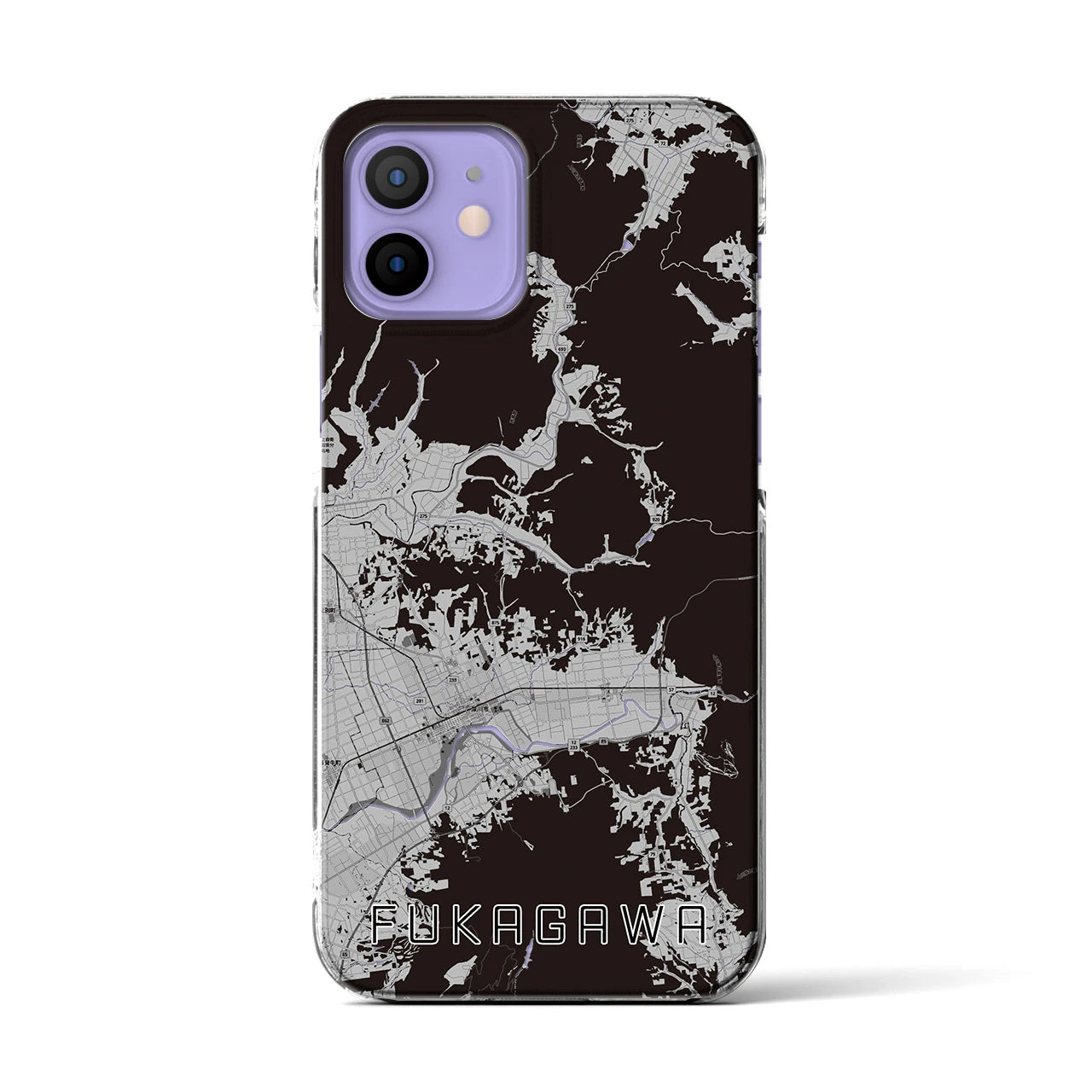 【深川(北海道)】地図柄iPhoneケース(クリアタイプ)