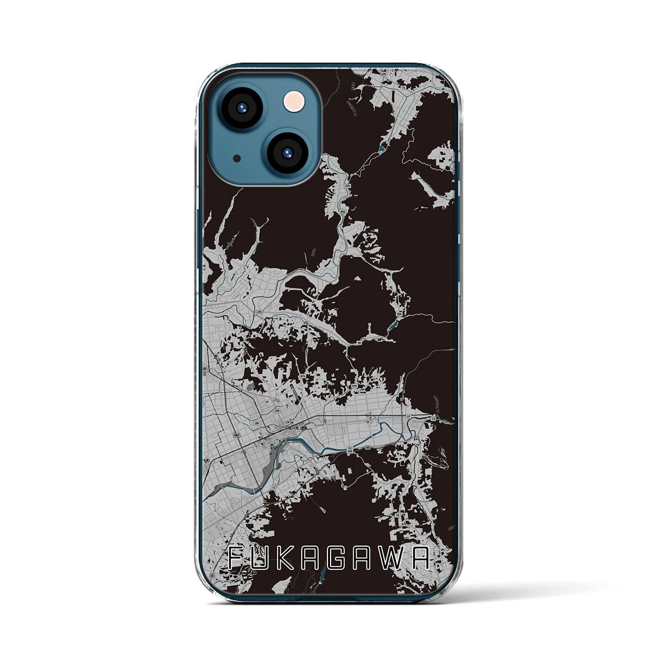 【深川(北海道)】地図柄iPhoneケース(クリアタイプ)