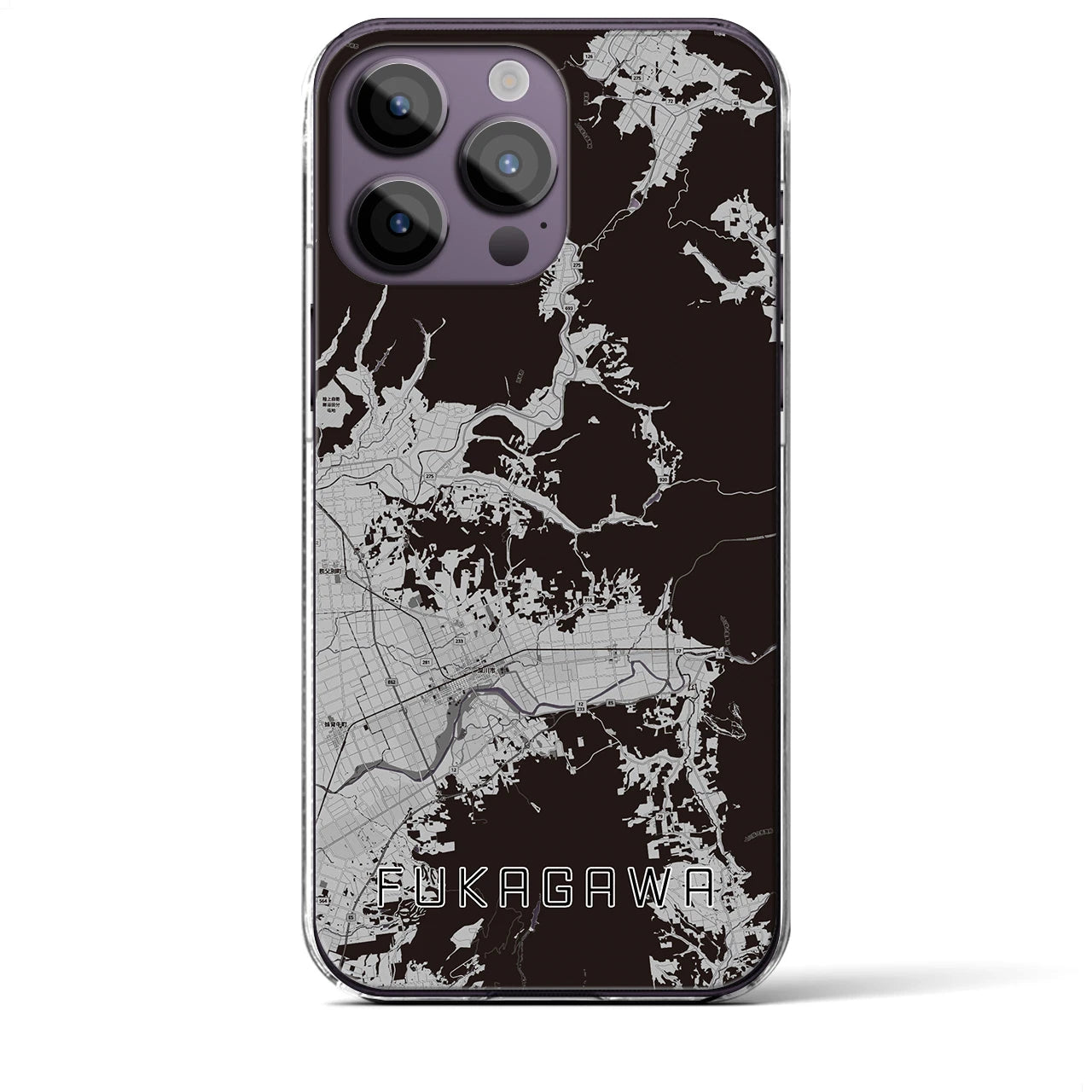 【深川(北海道)】地図柄iPhoneケース(クリアタイプ)