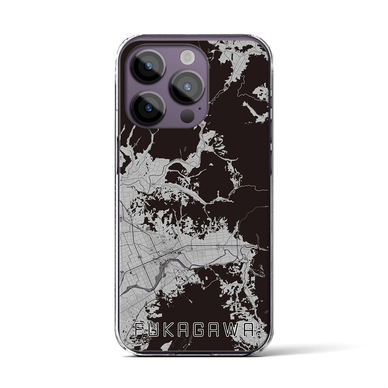 【深川(北海道)】地図柄iPhoneケース(クリアタイプ)