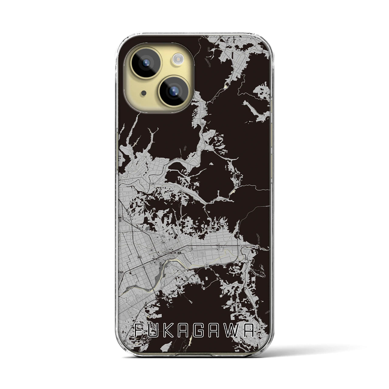 【深川(北海道)】地図柄iPhoneケース(クリアタイプ)