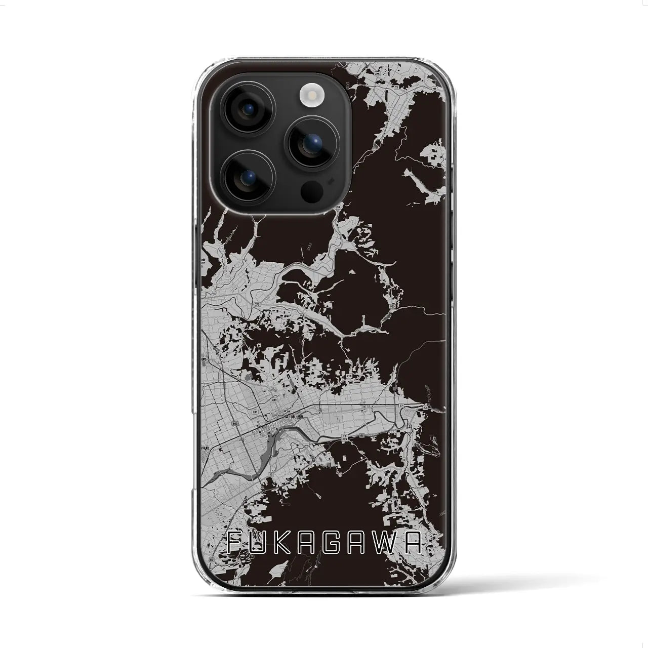 【深川(北海道)】地図柄iPhoneケース(クリアタイプ)