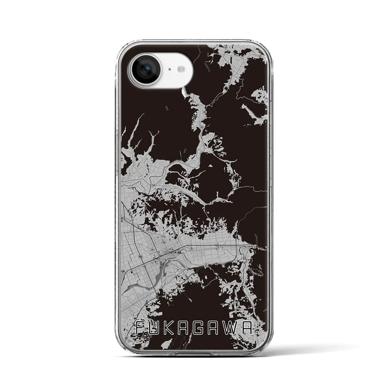 【深川(北海道)】地図柄iPhoneケース(クリアタイプ)