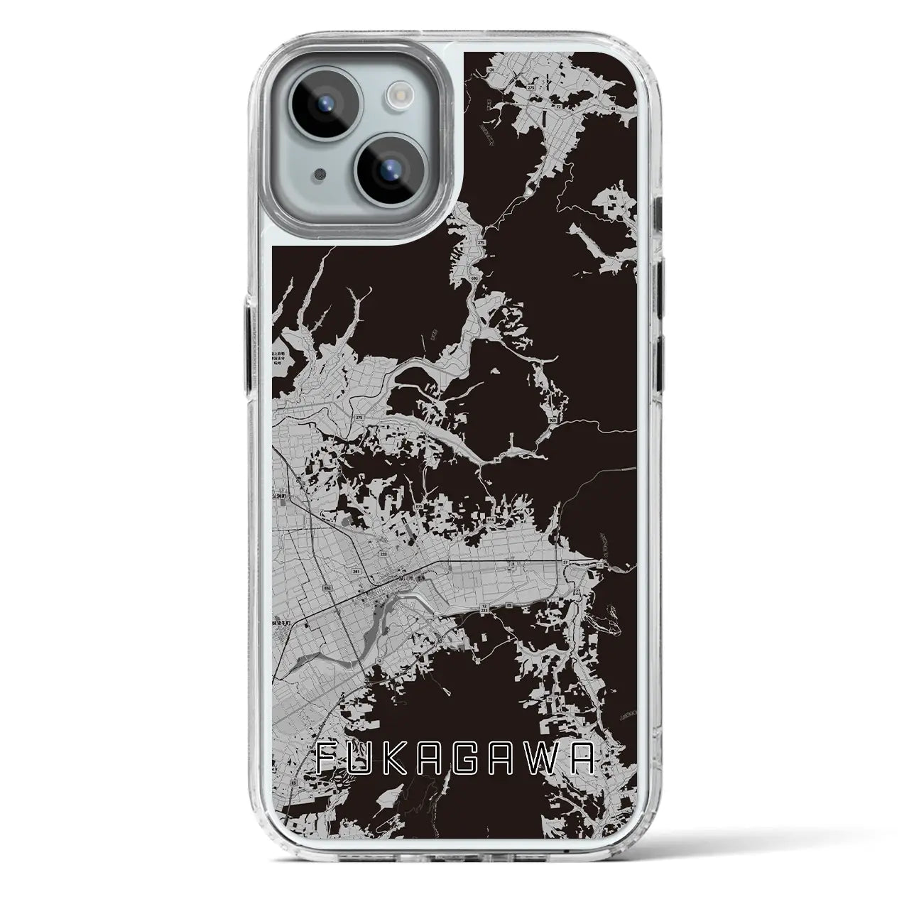 【深川(北海道)】地図柄iPhoneケース(MagSafeタイプ)