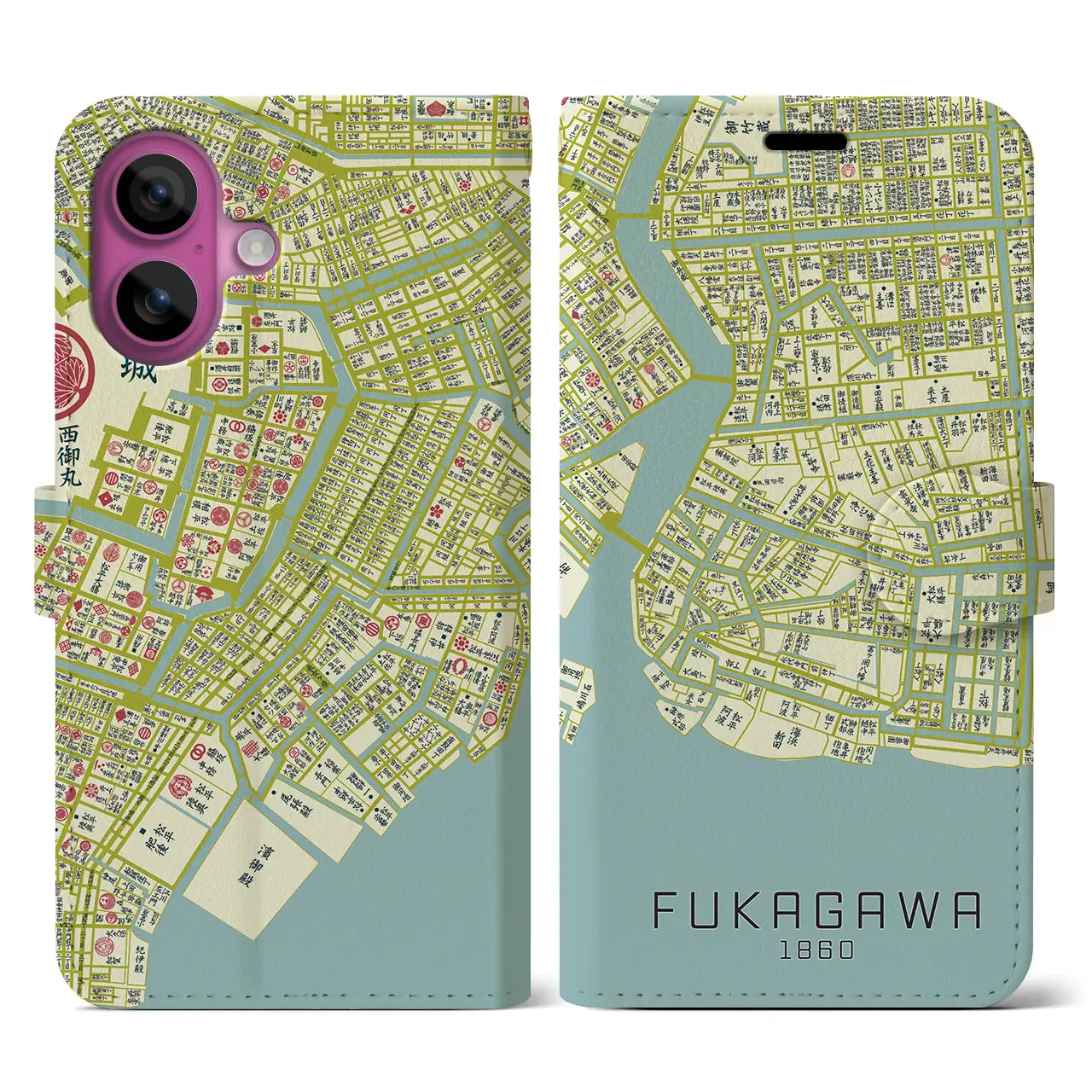 【深川(東京都)】万延江戸図iPhoneケース(手帳タイプ)