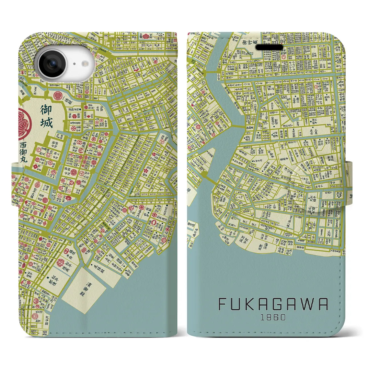 【深川(東京都)】万延江戸図iPhoneケース(手帳タイプ)