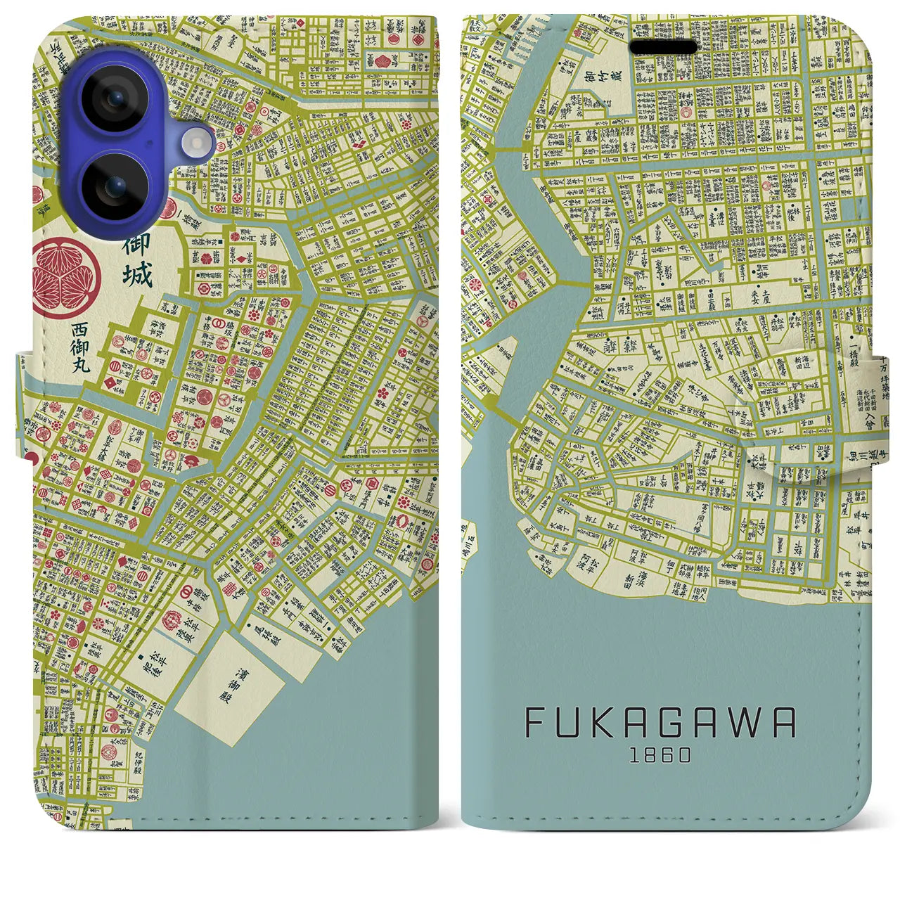 【深川(東京都)】万延江戸図iPhoneケース(手帳タイプ)