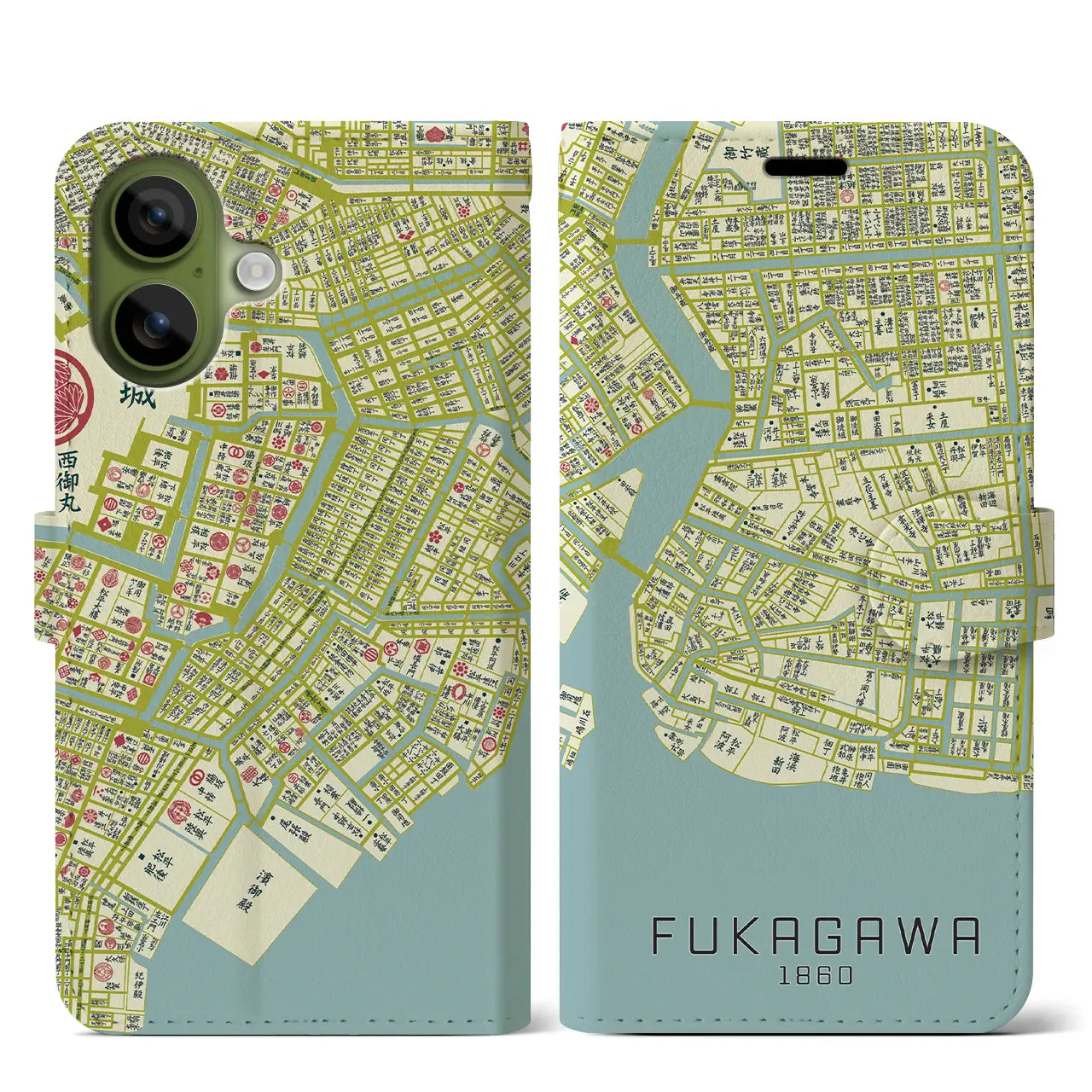 【深川(東京都)】万延江戸図iPhoneケース(手帳タイプ)