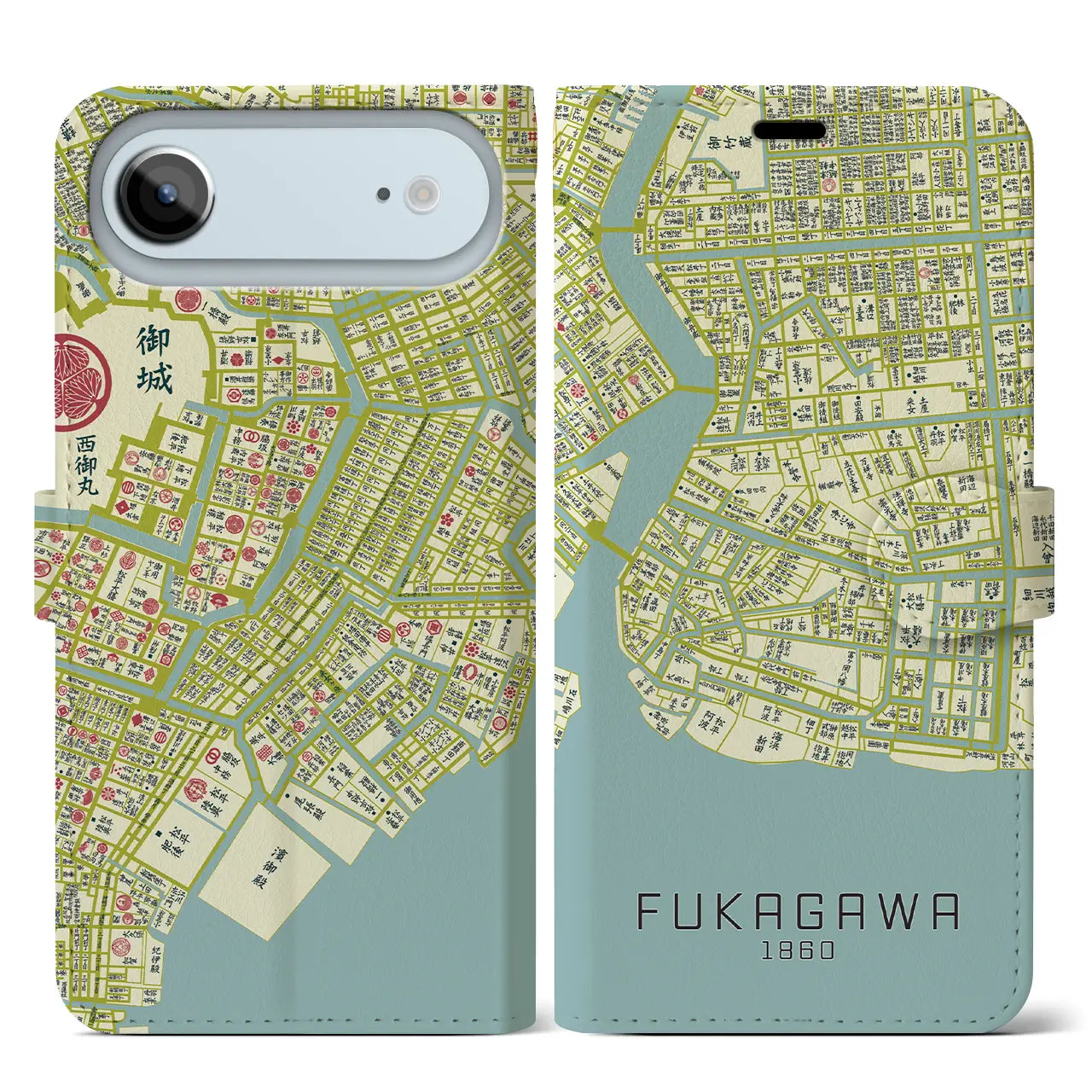 【深川(東京都)】万延江戸図iPhoneケース(手帳タイプ)