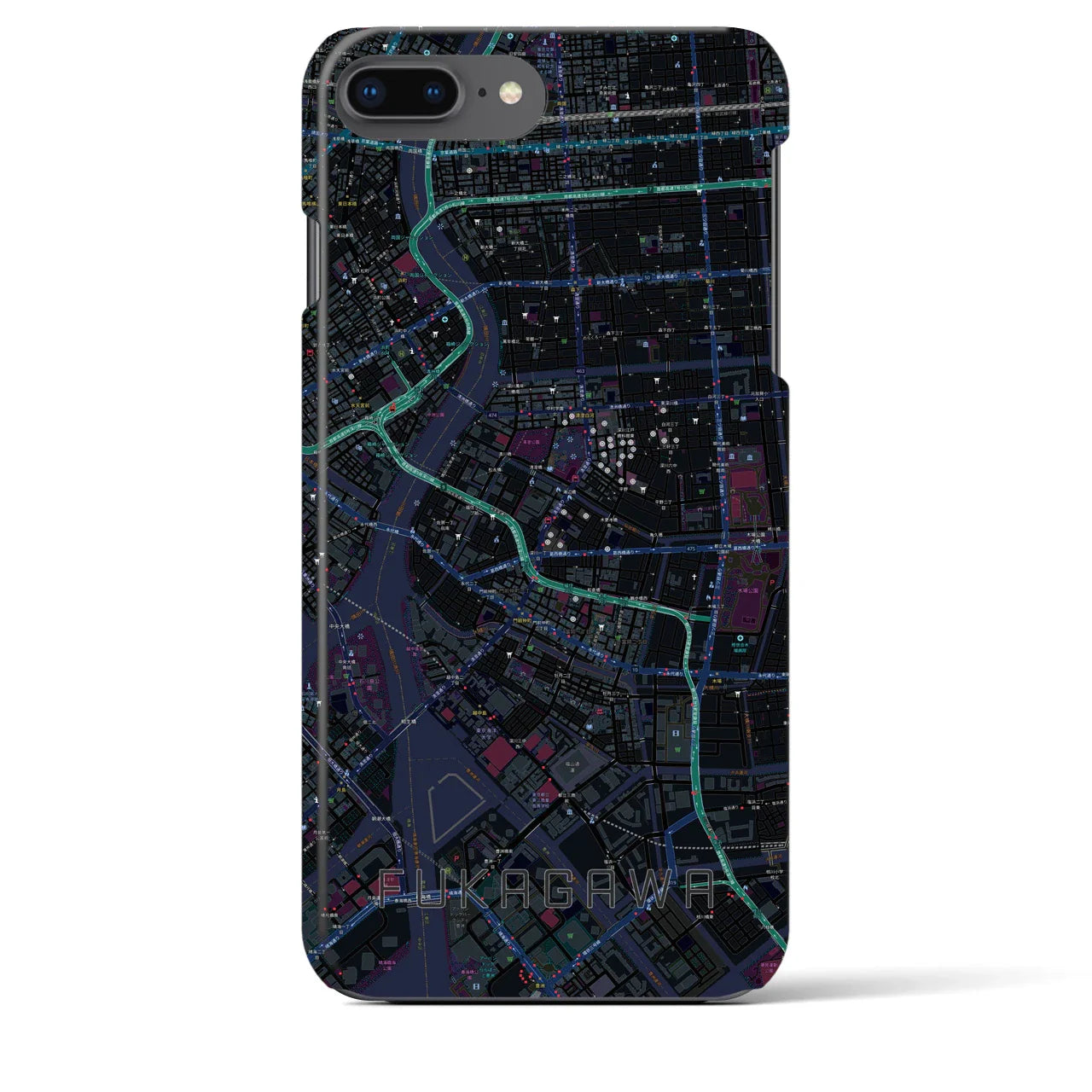 【深川2(東京都)】地図柄iPhoneケース(バックカバータイプ)