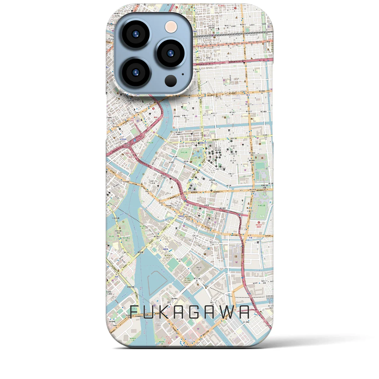 【深川2(東京都)】地図柄iPhoneケース(バックカバータイプ)