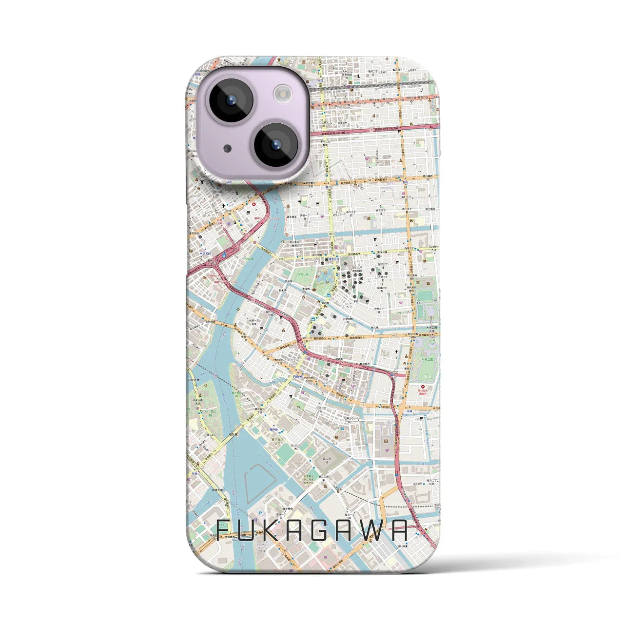【深川2(東京都)】地図柄iPhoneケース(バックカバータイプ)