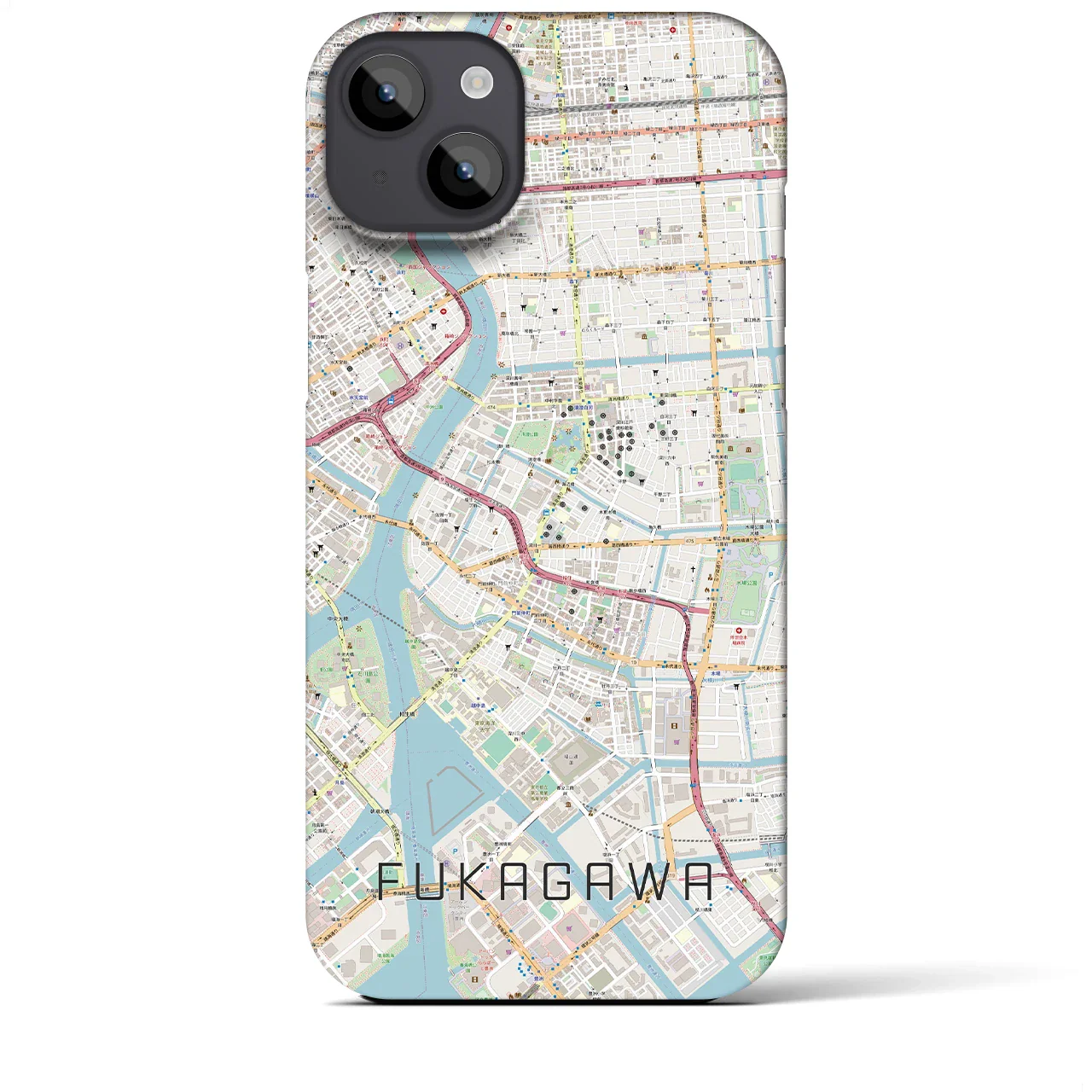 【深川2(東京都)】地図柄iPhoneケース(バックカバータイプ)