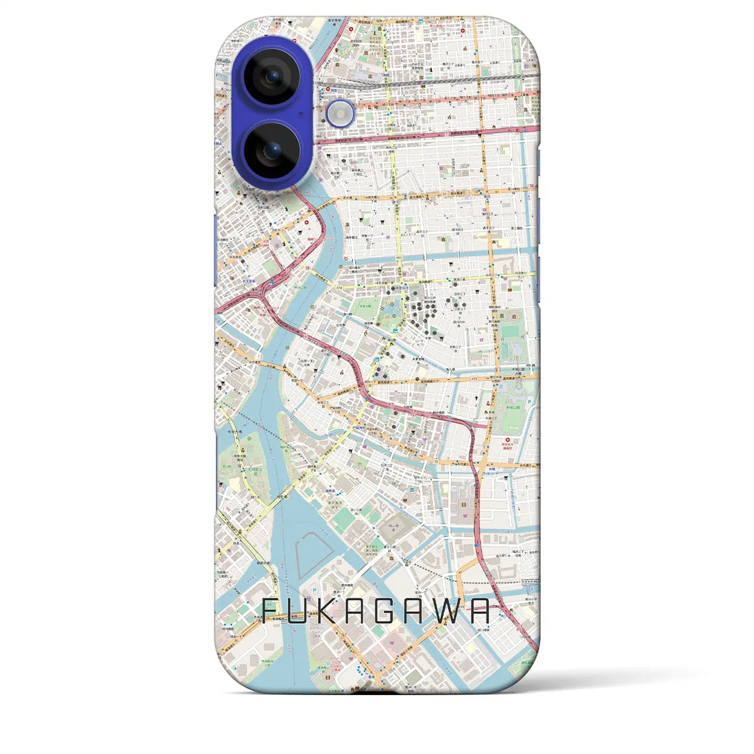 【深川2(東京都)】地図柄iPhoneケース(バックカバータイプ)ブラック・iPhone 16 Pro Max 用