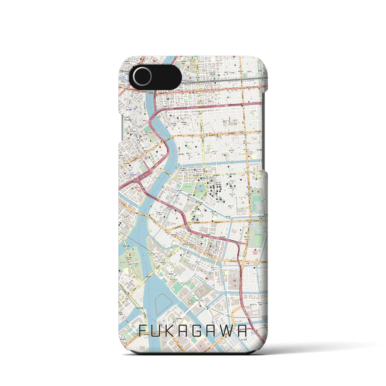 【深川2(東京都)】地図柄iPhoneケース(バックカバータイプ)