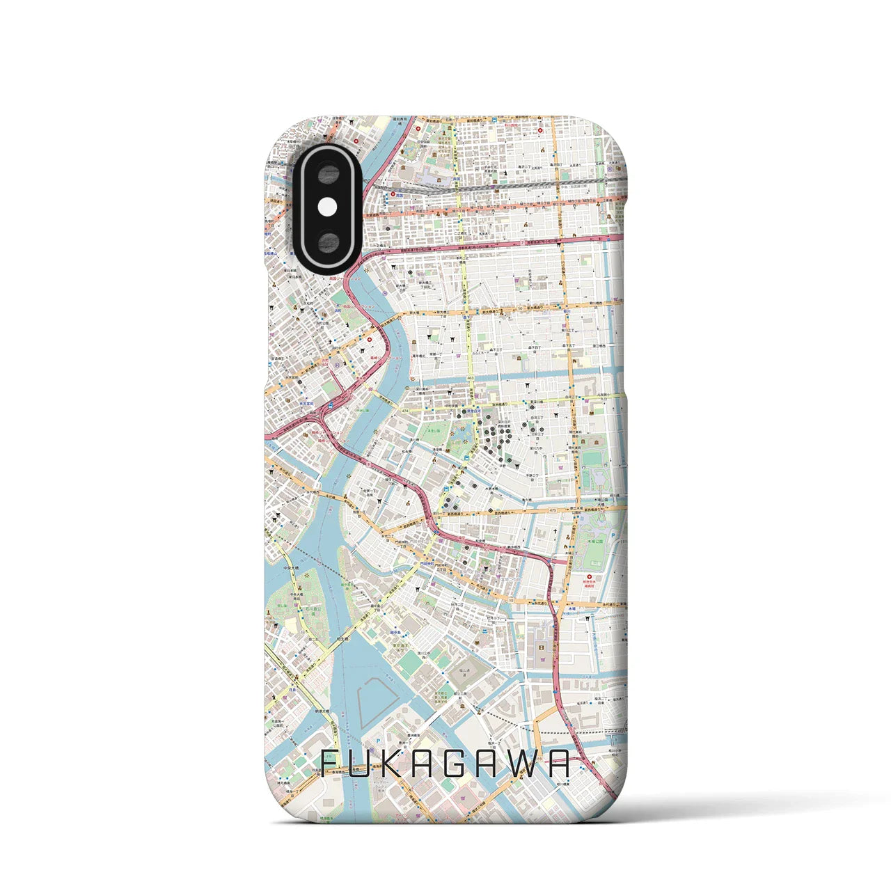 【深川2(東京都)】地図柄iPhoneケース(バックカバータイプ)