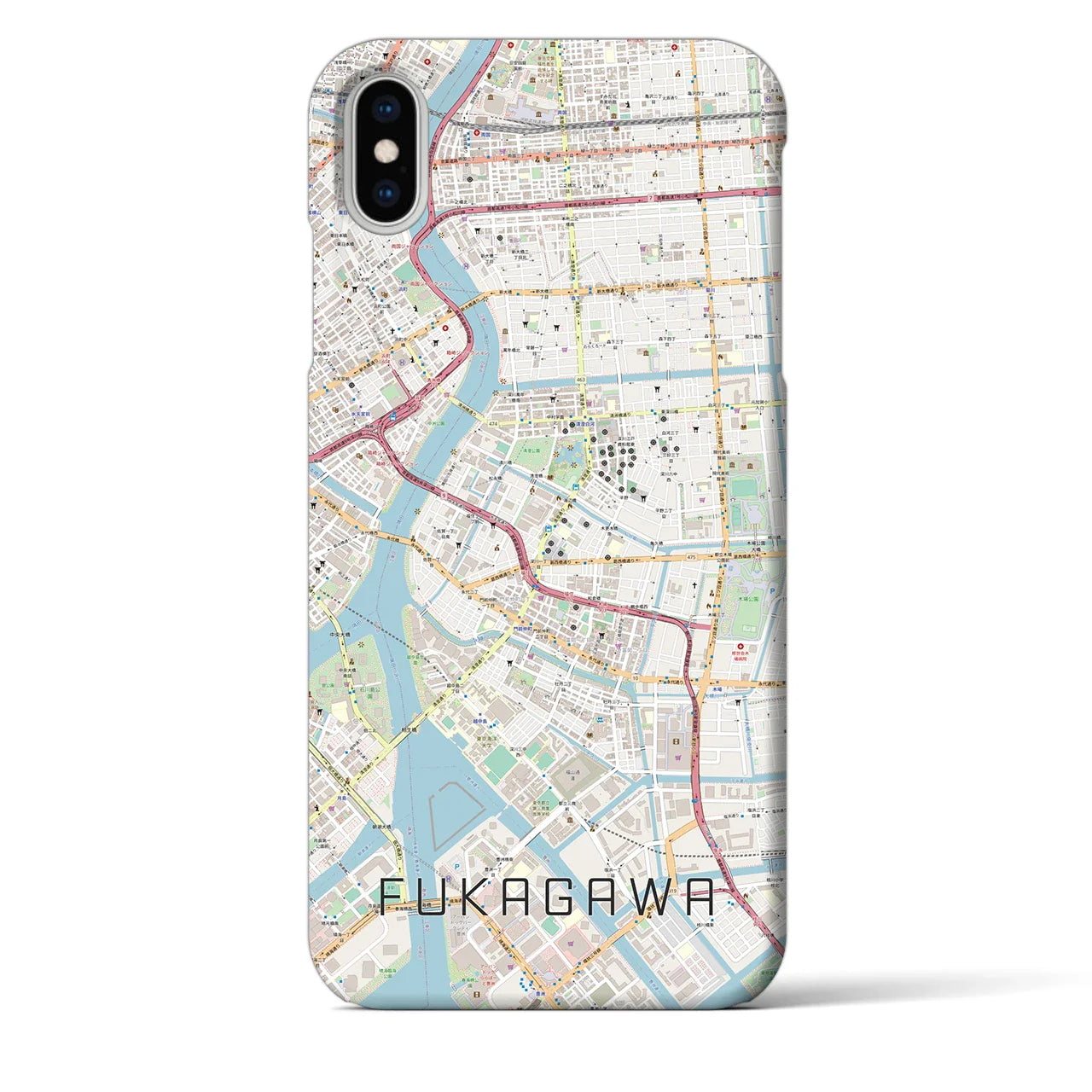 【深川2(東京都)】地図柄iPhoneケース(バックカバータイプ)