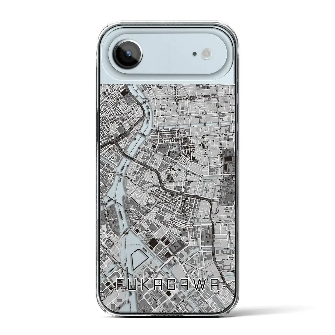 【深川2(東京都)】地図柄iPhoneケース(クリアタイプ)モノトーン・iPhone 17 Pro Max 用