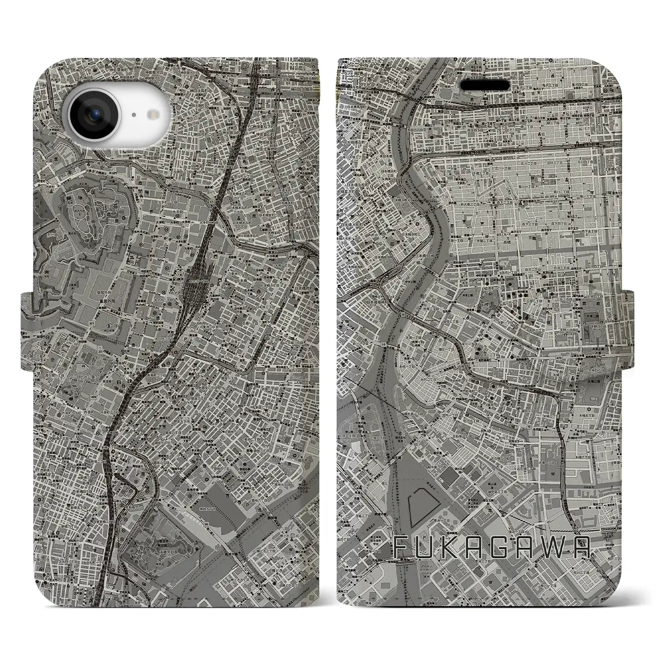 【深川2(東京都)】地図柄iPhoneケース(手帳タイプ)