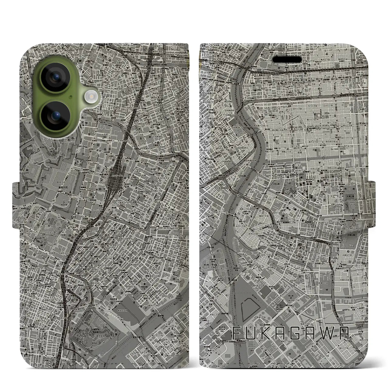 【深川2(東京都)】地図柄iPhoneケース(手帳タイプ)